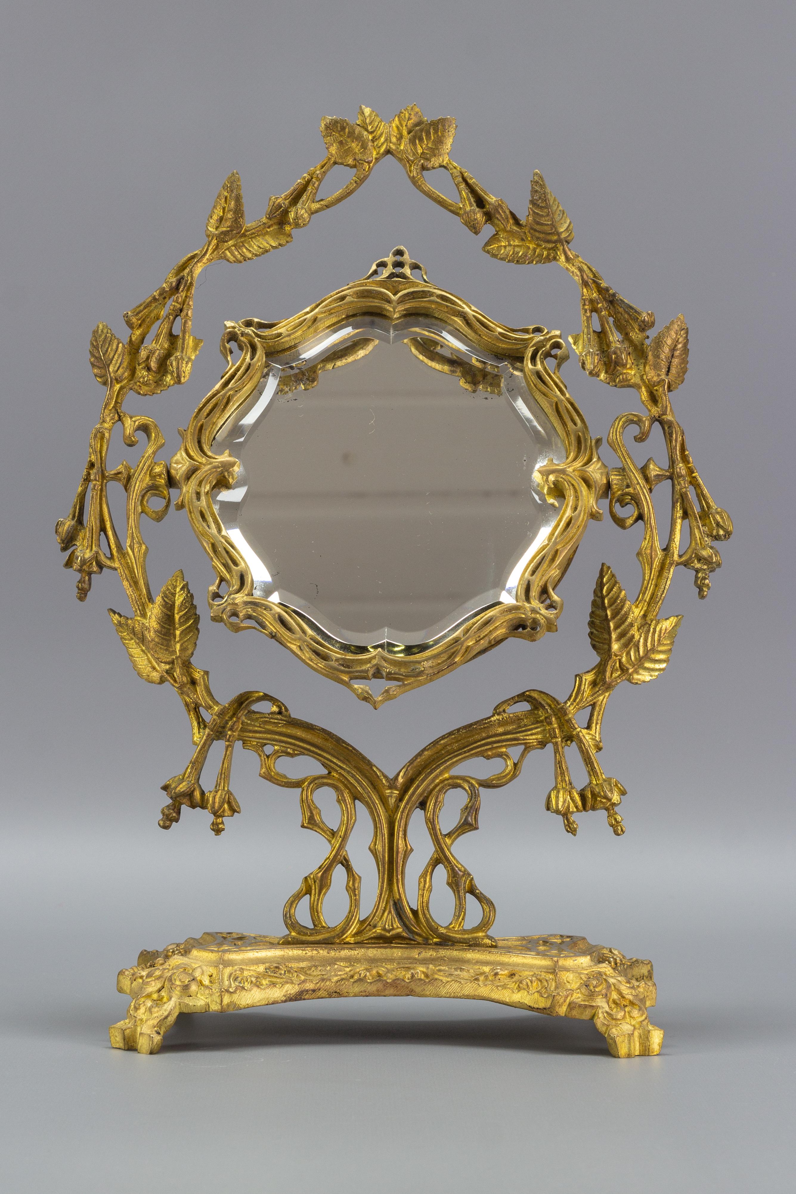 French Neoclassical Style Bronze Dressing Tabletop Mirror For Sale 6