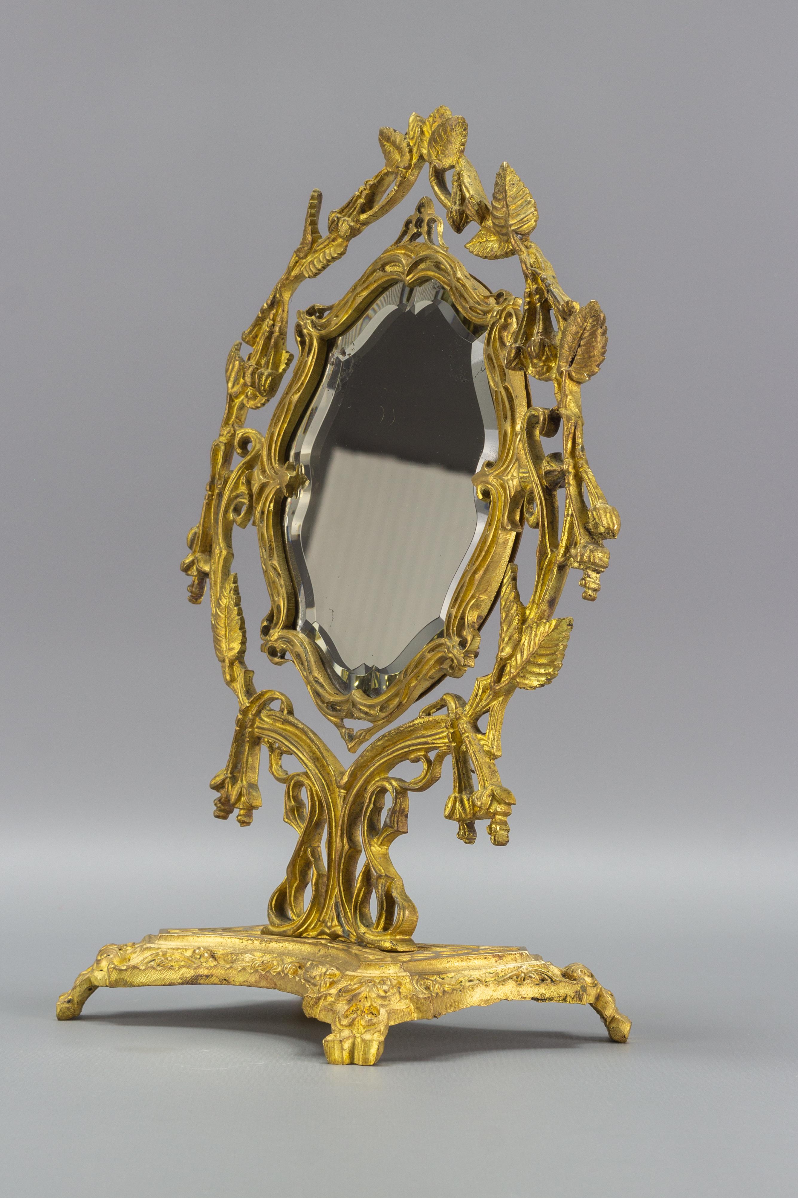 French Neoclassical Style Bronze Dressing Tabletop Mirror For Sale 5