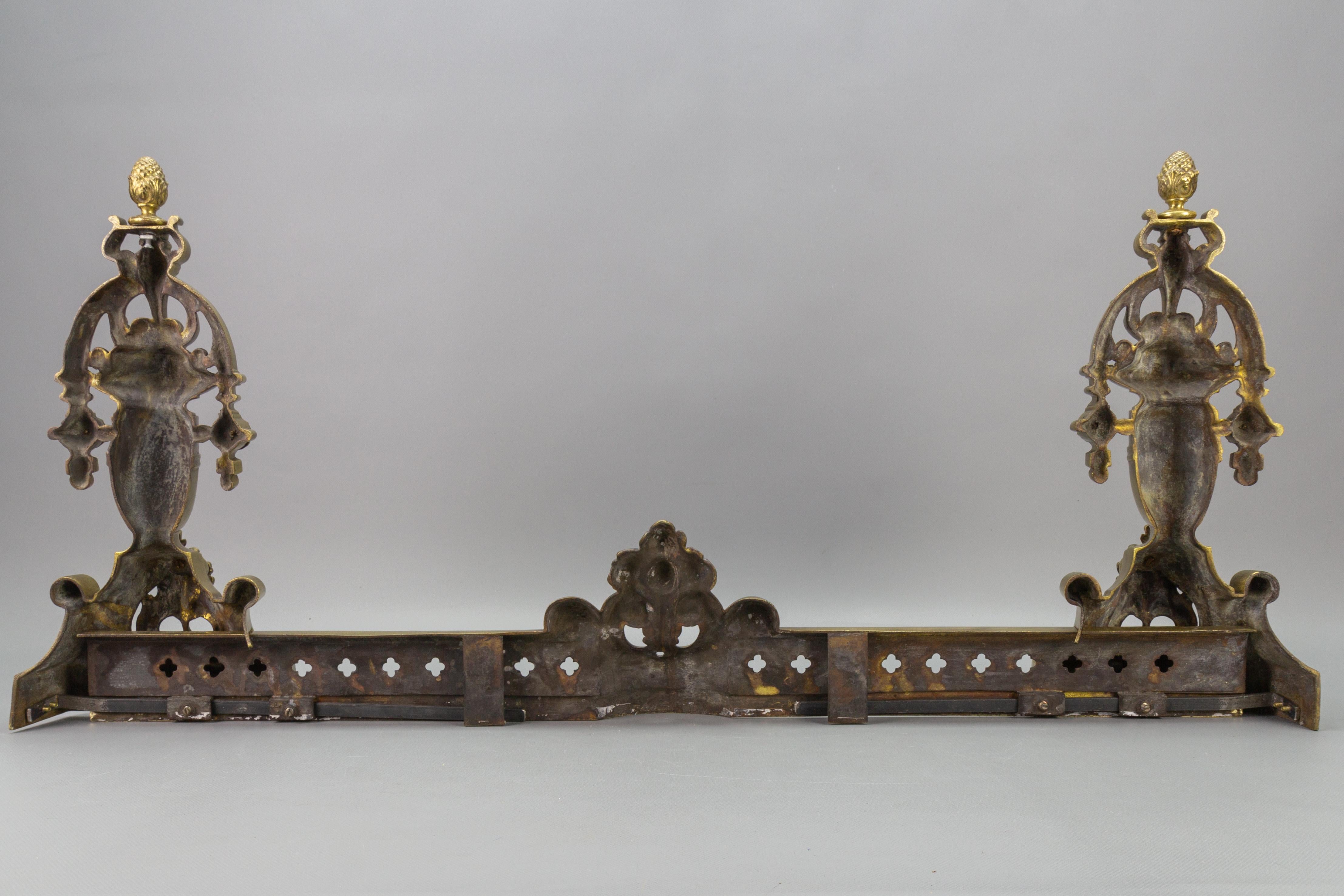 French Neoclassical Style Bronze Fireplace Fender Set, ca. 1920 For Sale 6