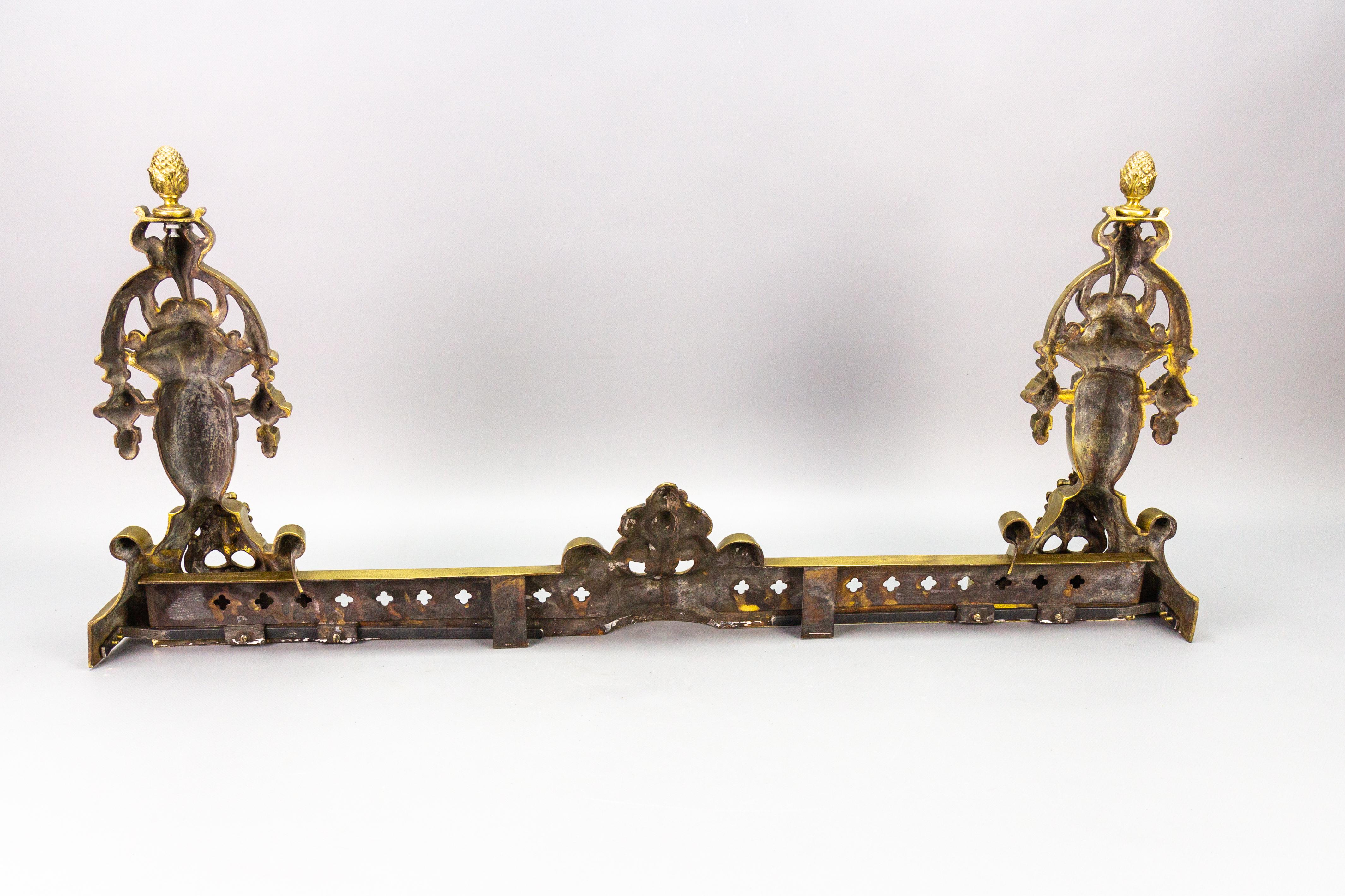 French Neoclassical Style Bronze Fireplace Fender Set, ca. 1920 For Sale 7