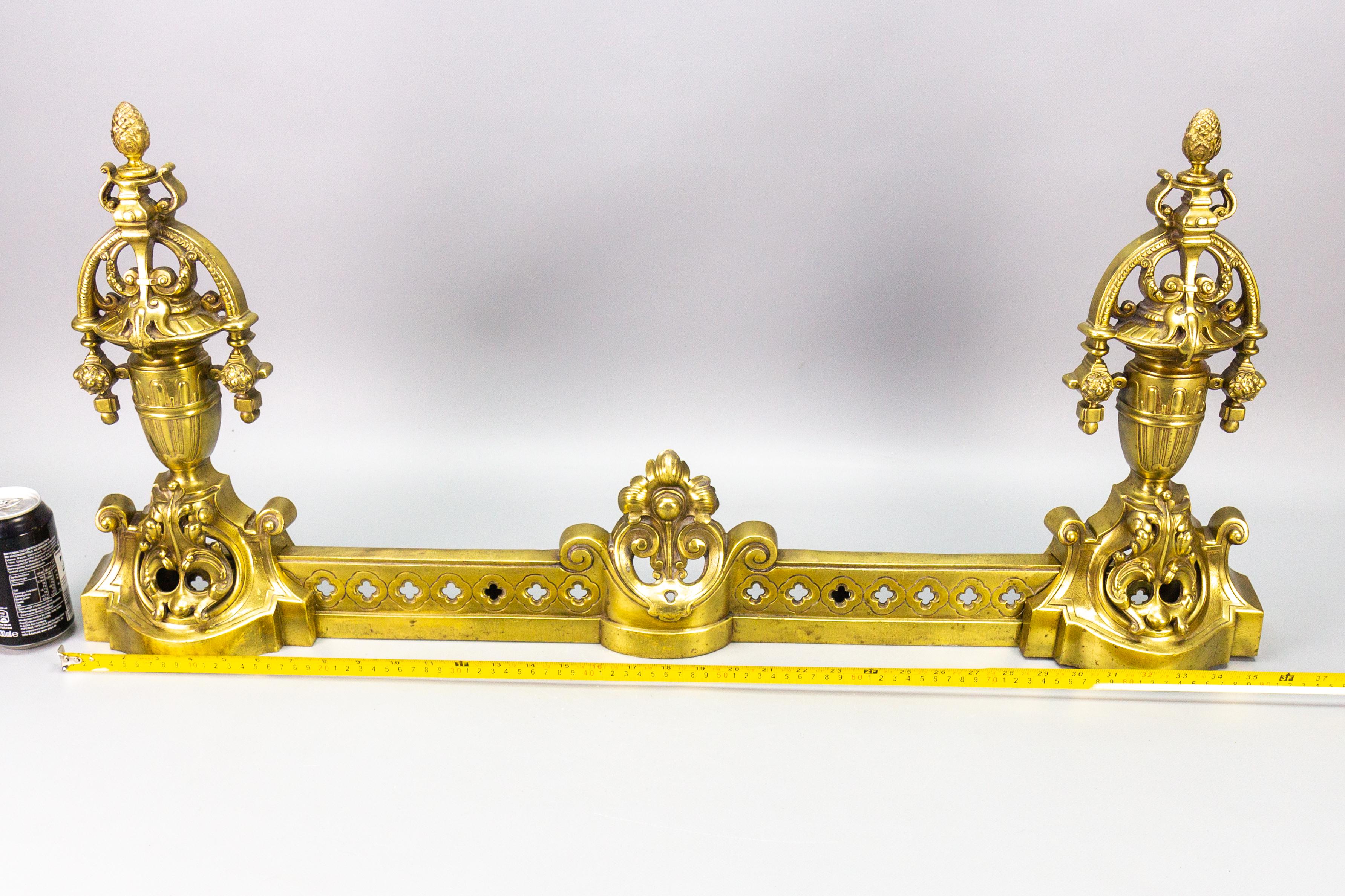 French Neoclassical Style Bronze Fireplace Fender Set, ca. 1920 For Sale 14