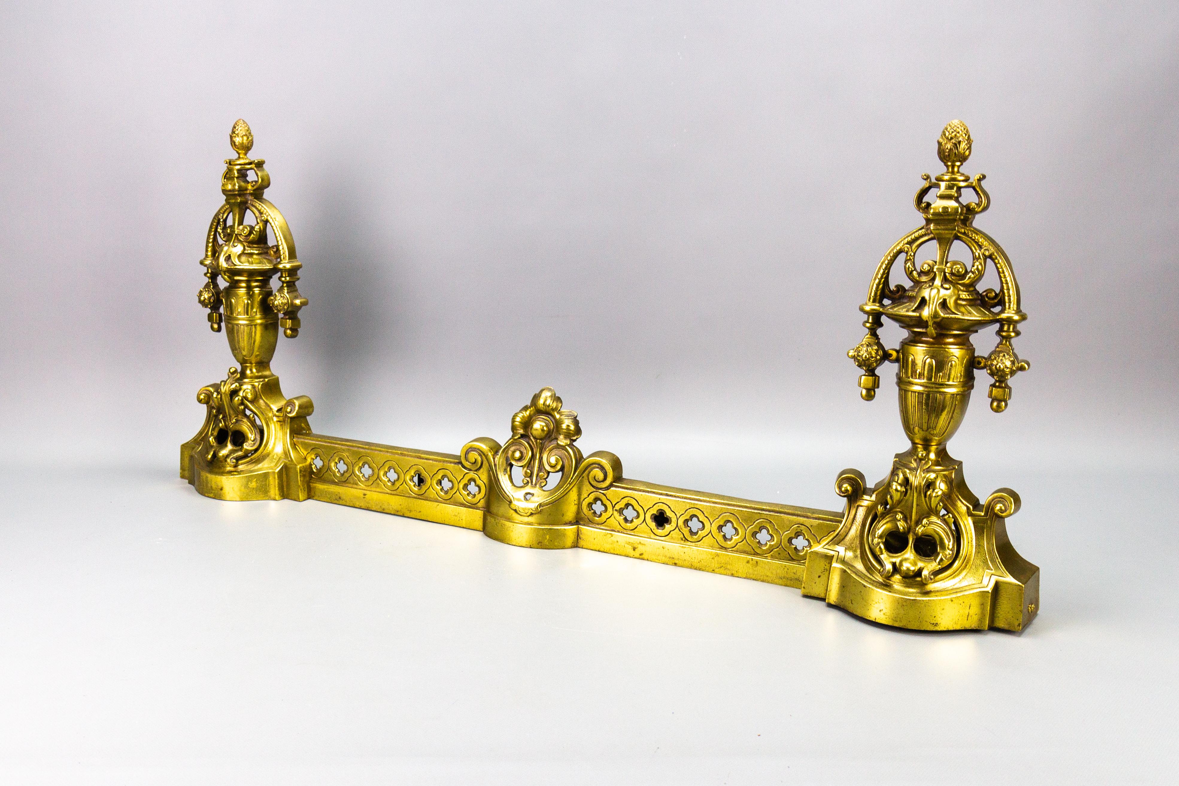 French Neoclassical Style Bronze Fireplace Fender Set, ca. 1920 For Sale 1