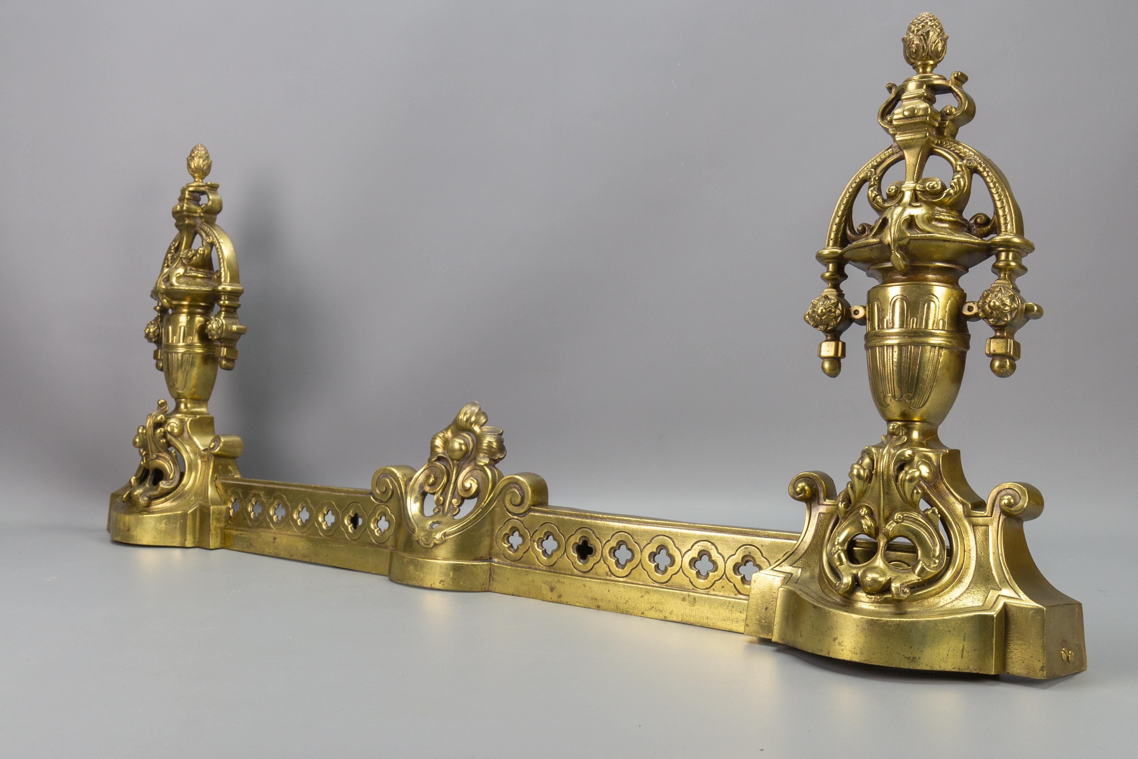 French Neoclassical Style Bronze Fireplace Fender Set, ca. 1920 For Sale 2