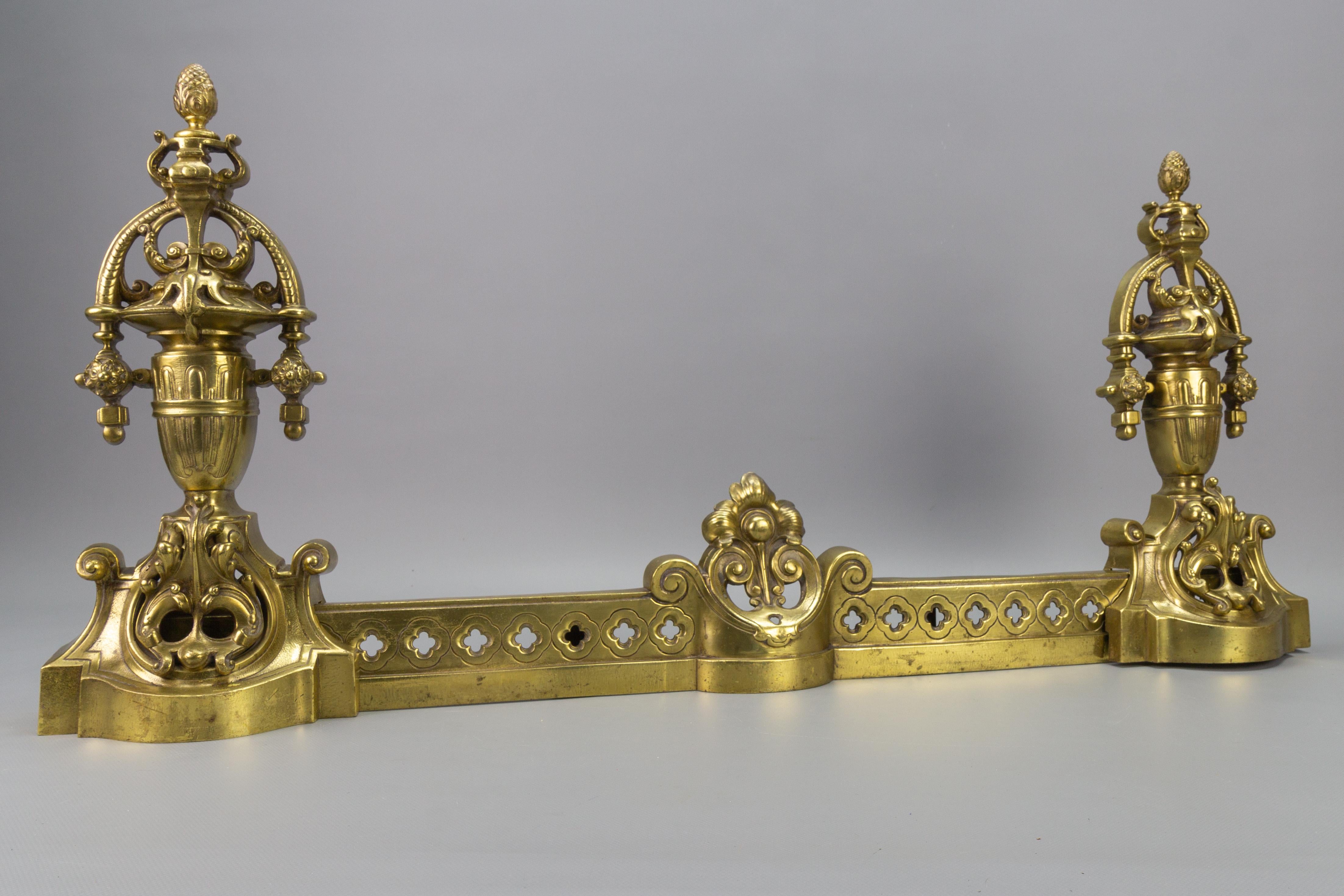 French Neoclassical Style Bronze Fireplace Fender Set, ca. 1920 For Sale 3