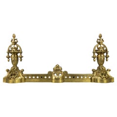 Antique French Neoclassical Style Bronze Fireplace Fender Set, ca. 1920