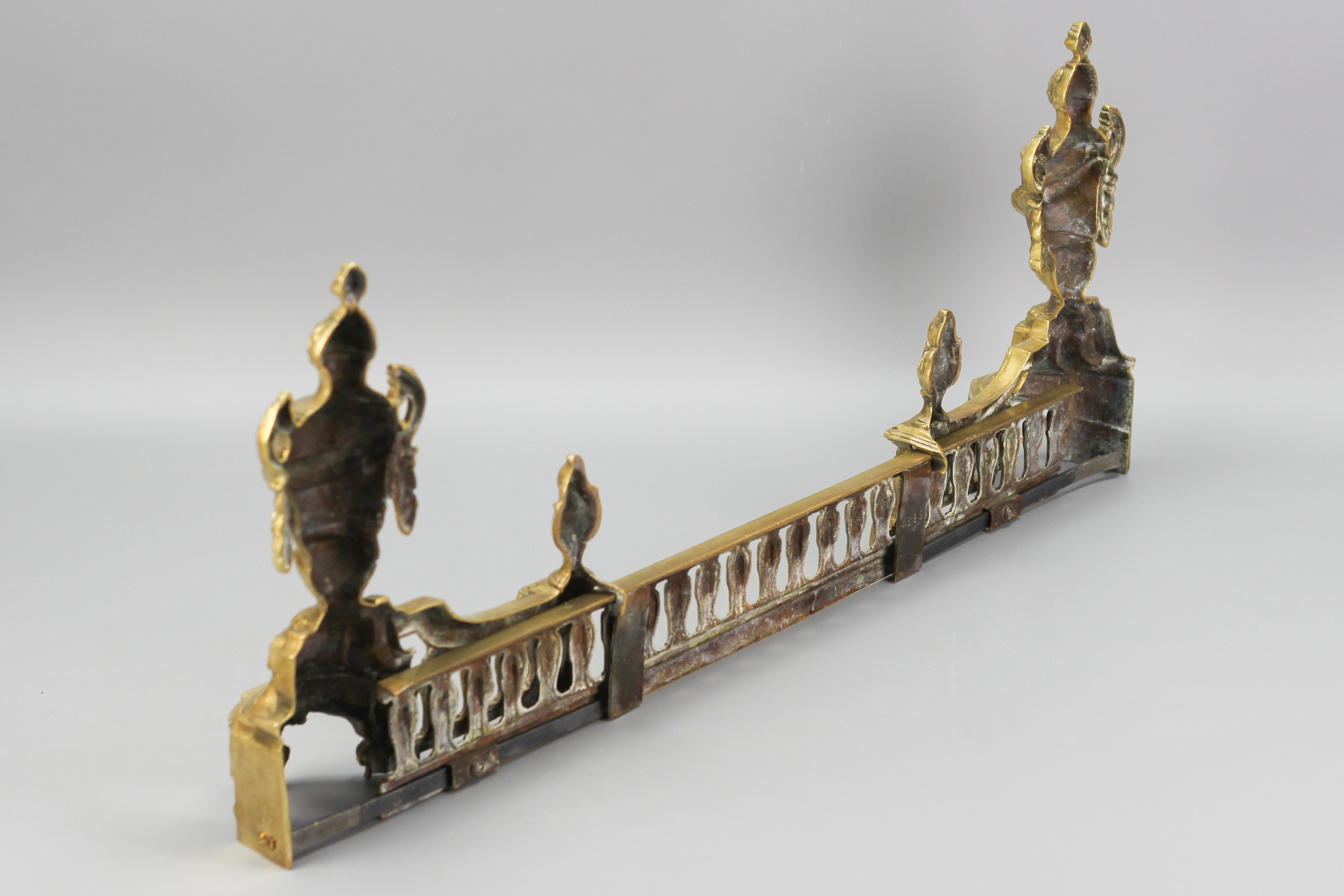 French Neoclassical Style Bronze Fireplace Fender Set, Late 19th Century For Sale 8