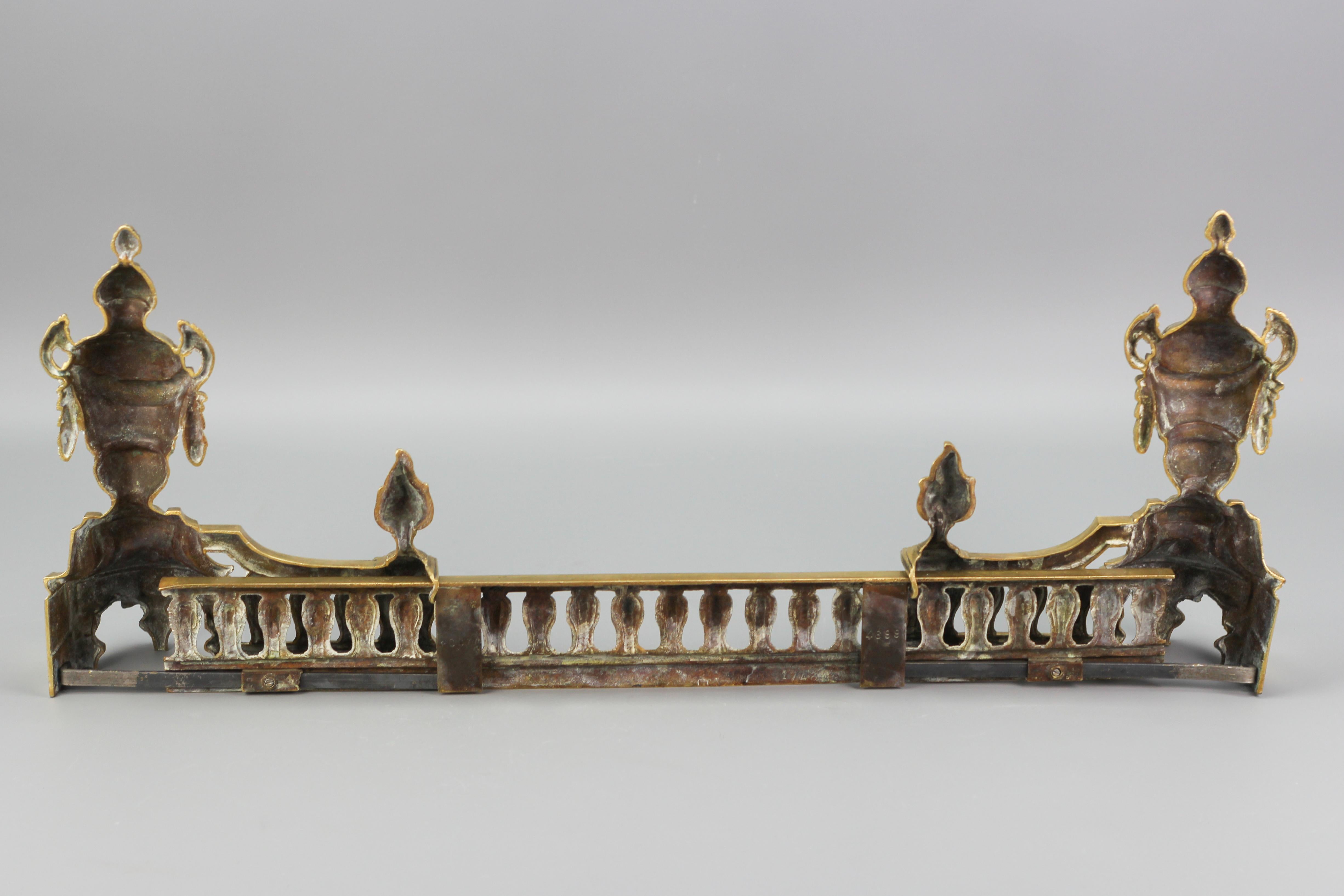 French Neoclassical Style Bronze Fireplace Fender Set, Late 19th Century For Sale 9
