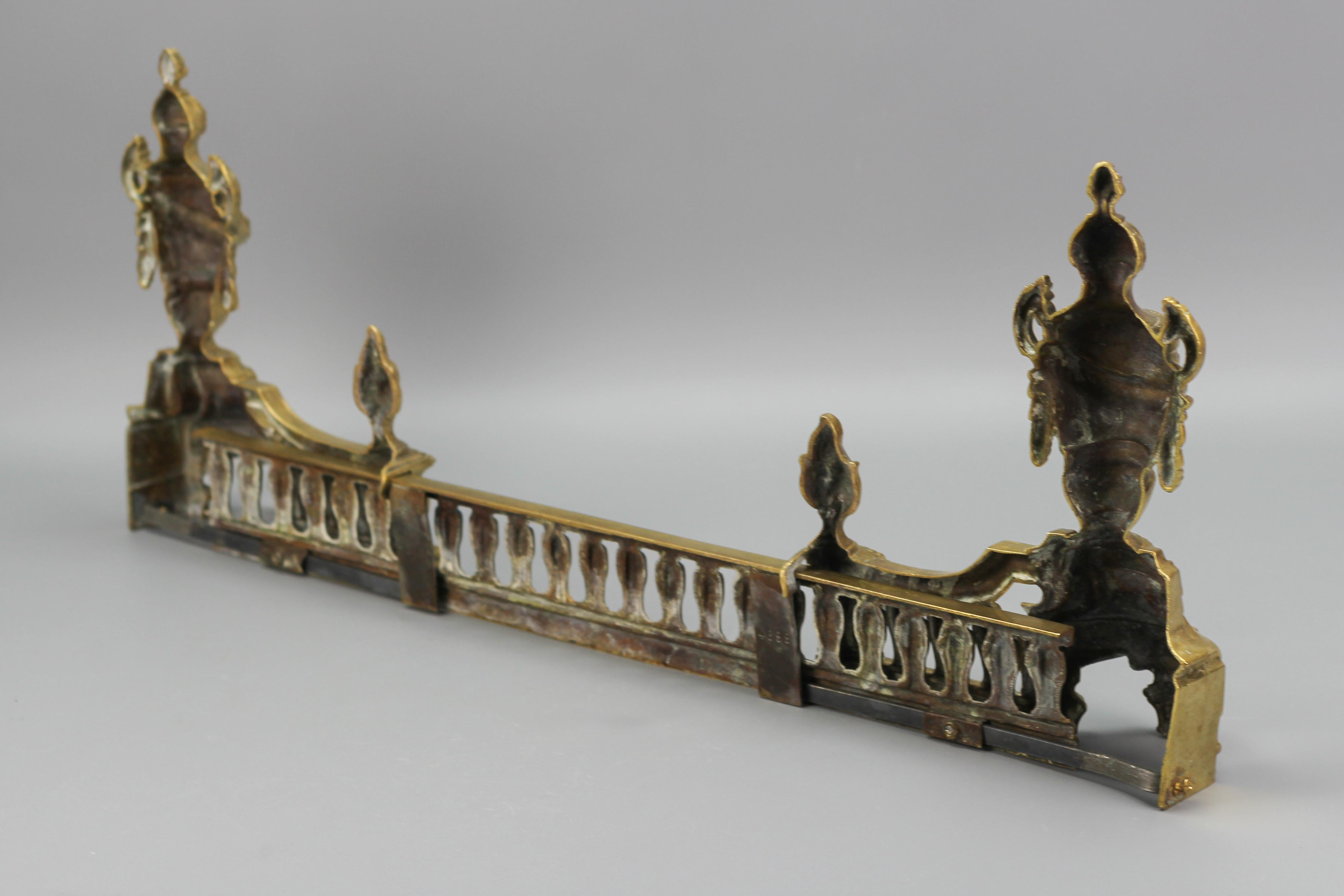 French Neoclassical Style Bronze Fireplace Fender Set, Late 19th Century For Sale 6