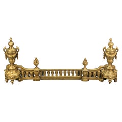 Antique French Neoclassical Style Bronze Fireplace Fender Set, Late 19th Century