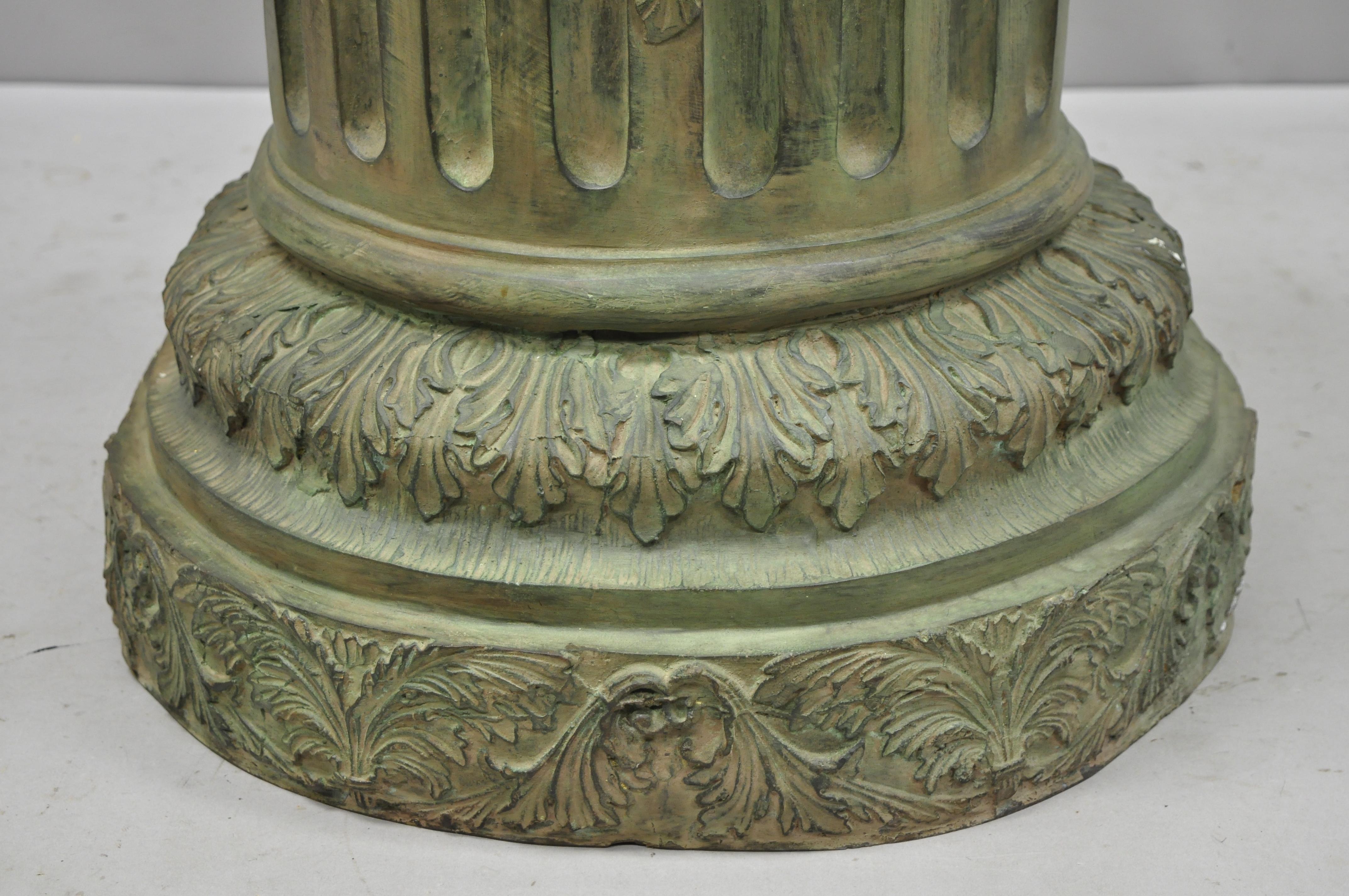 French Neoclassical Style Bronze Fluted Column Pedestal Dining Center Table Base In Good Condition In Philadelphia, PA