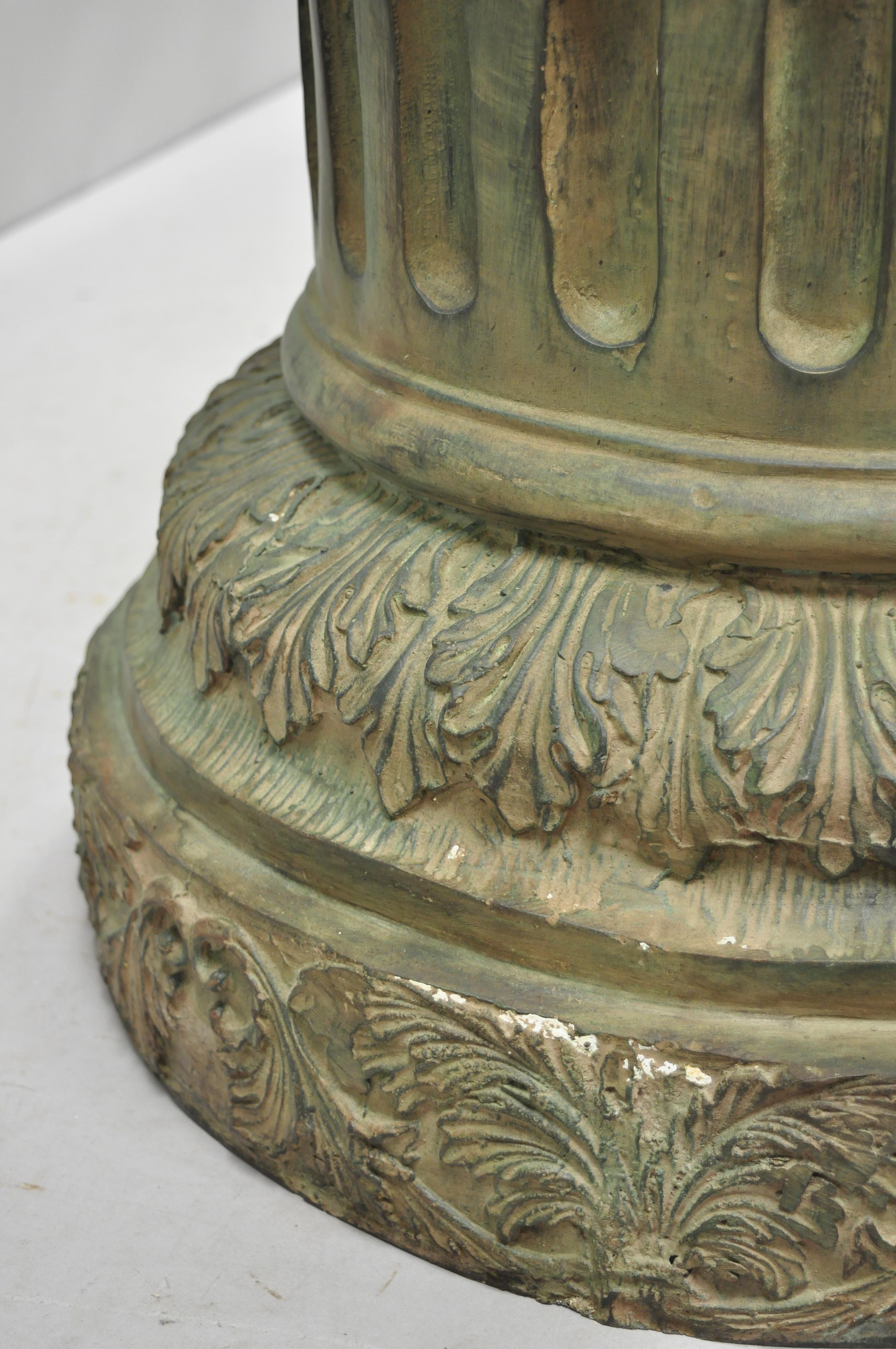 20th Century French Neoclassical Style Bronze Fluted Column Pedestal Dining Center Table Base