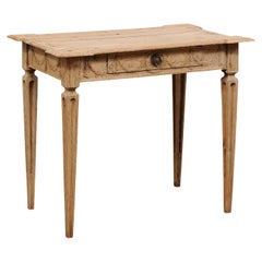 French Neoclassical Style Carved & Bleached Wood Side Table, 19th Century