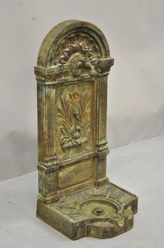 French Neoclassical Style Cast Iron Serpent Trident Garden Wall Water Fountain