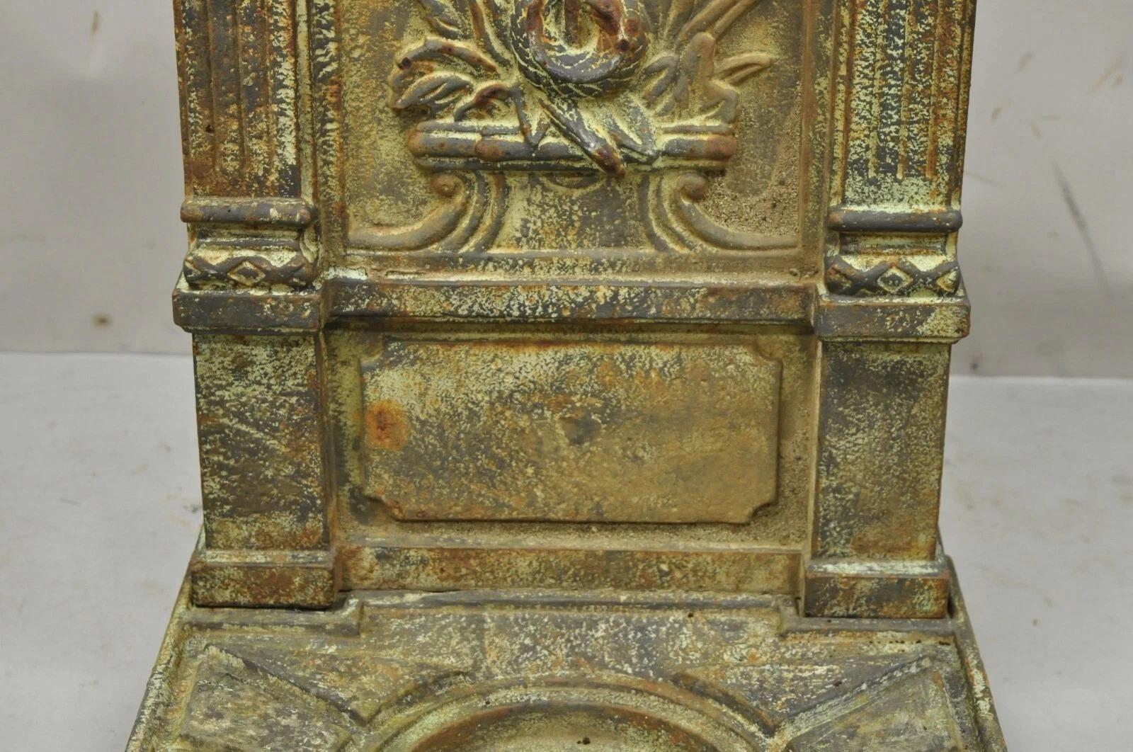 French Neoclassical Style Cast Iron Serpent Trident Garden Wall Water Fountain For Sale 1