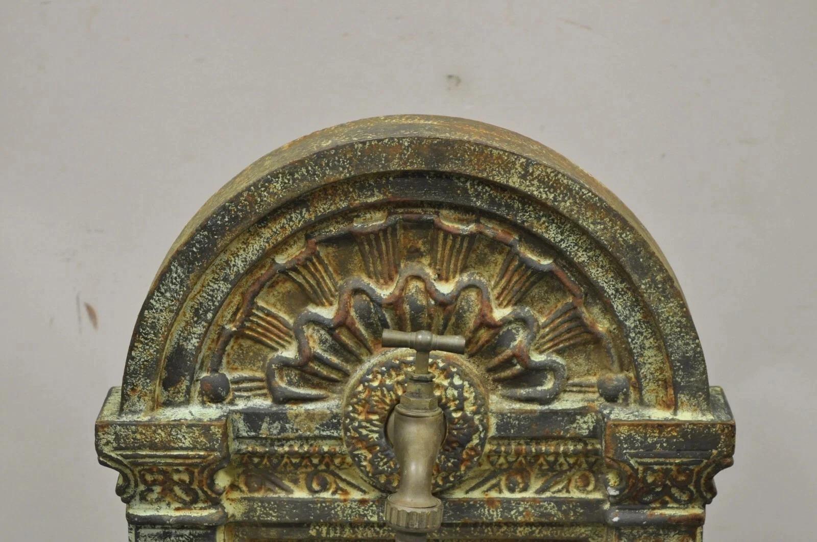 French Neoclassical Style Cast Iron Serpent Trident Garden Wall Water Fountain For Sale 2