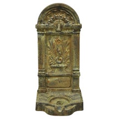 French Neoclassical Style Cast Iron Serpent Trident Garden Wall Water Fountain