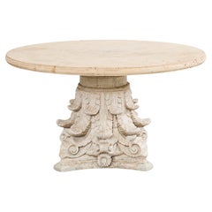 Table centrale de jardin de style néoclassique français en pierre moulée
