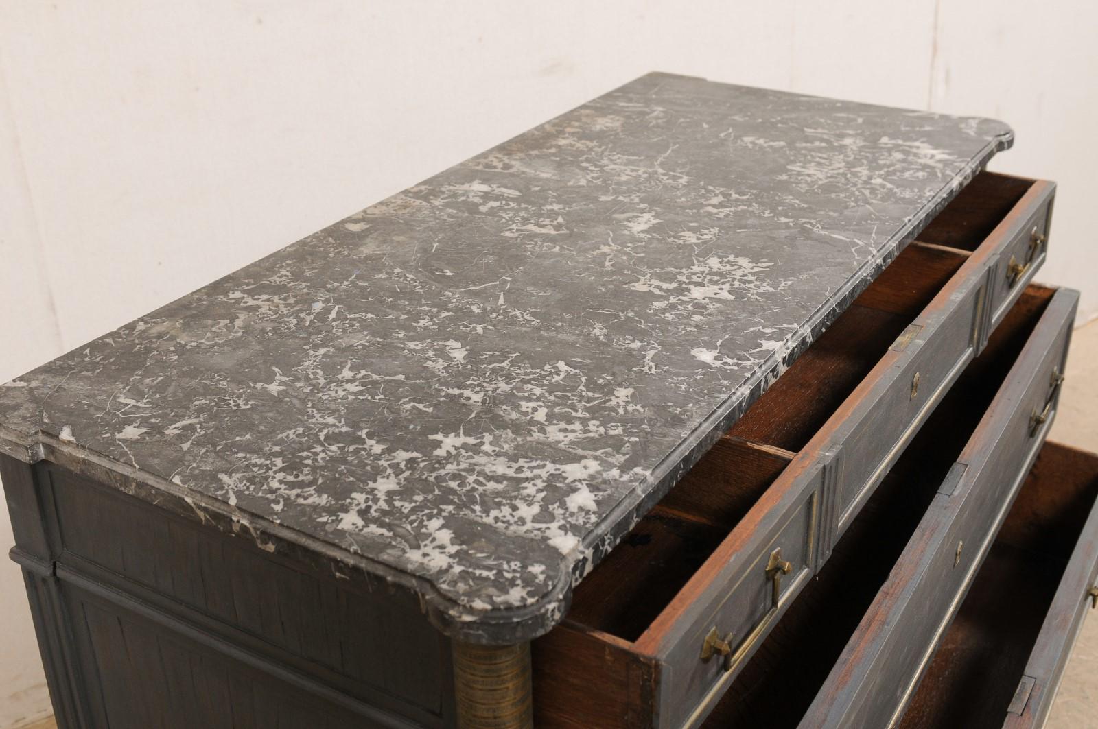 French Neoclassical Style Chest of Drawers w/Marble Top & Brass Accents, 19th C. 2