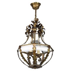 French Neoclassical Style Curved Glass Two-Light Hall Lantern