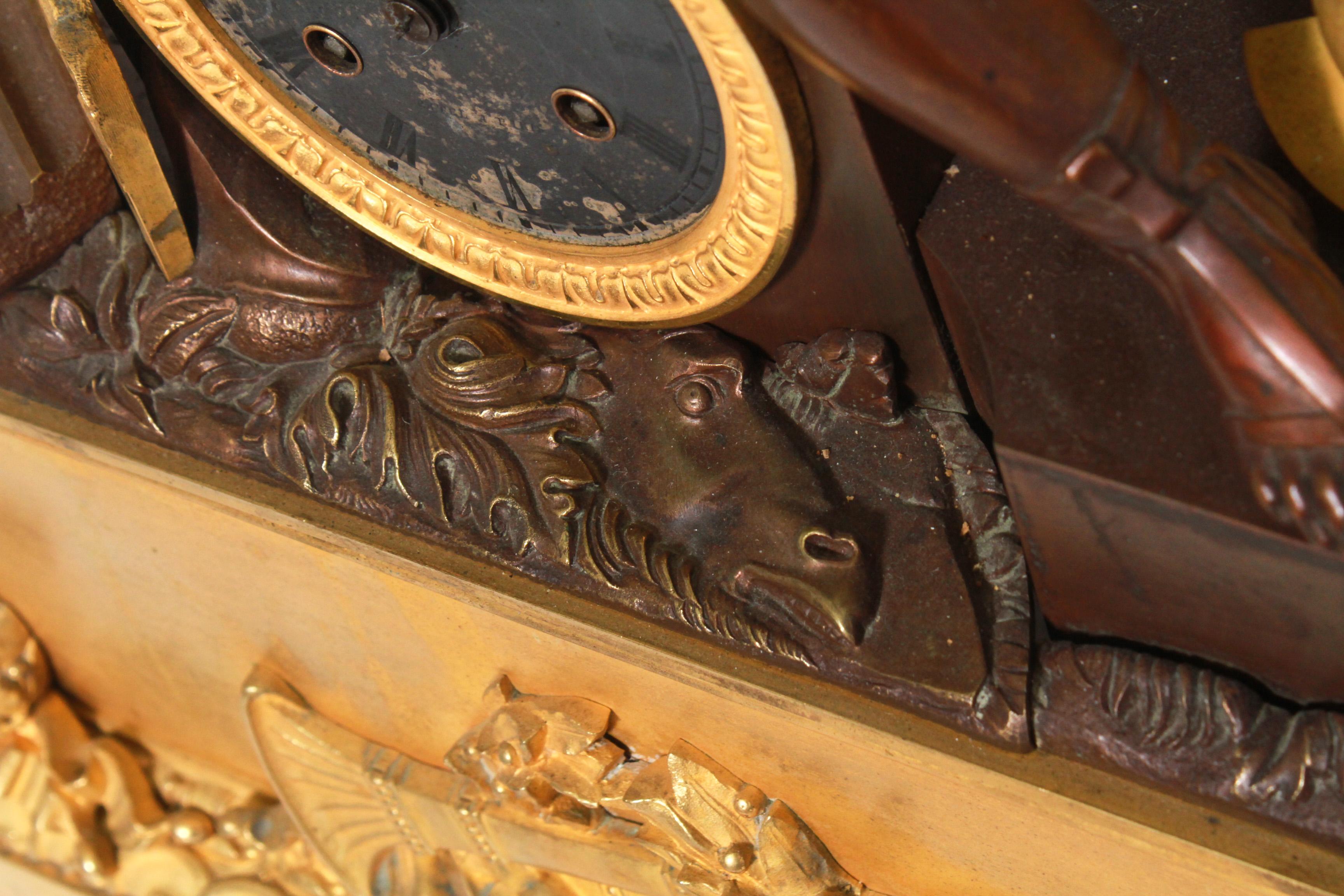 French Neoclassical Style Dore Bronze Figural Mantel Clock 3