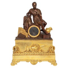 French Neoclassical Style Dore Bronze Figural Mantel Clock