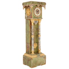 French Neoclassical Style Enamel, Onyx, and Gilt Bronze Pedestal Clock