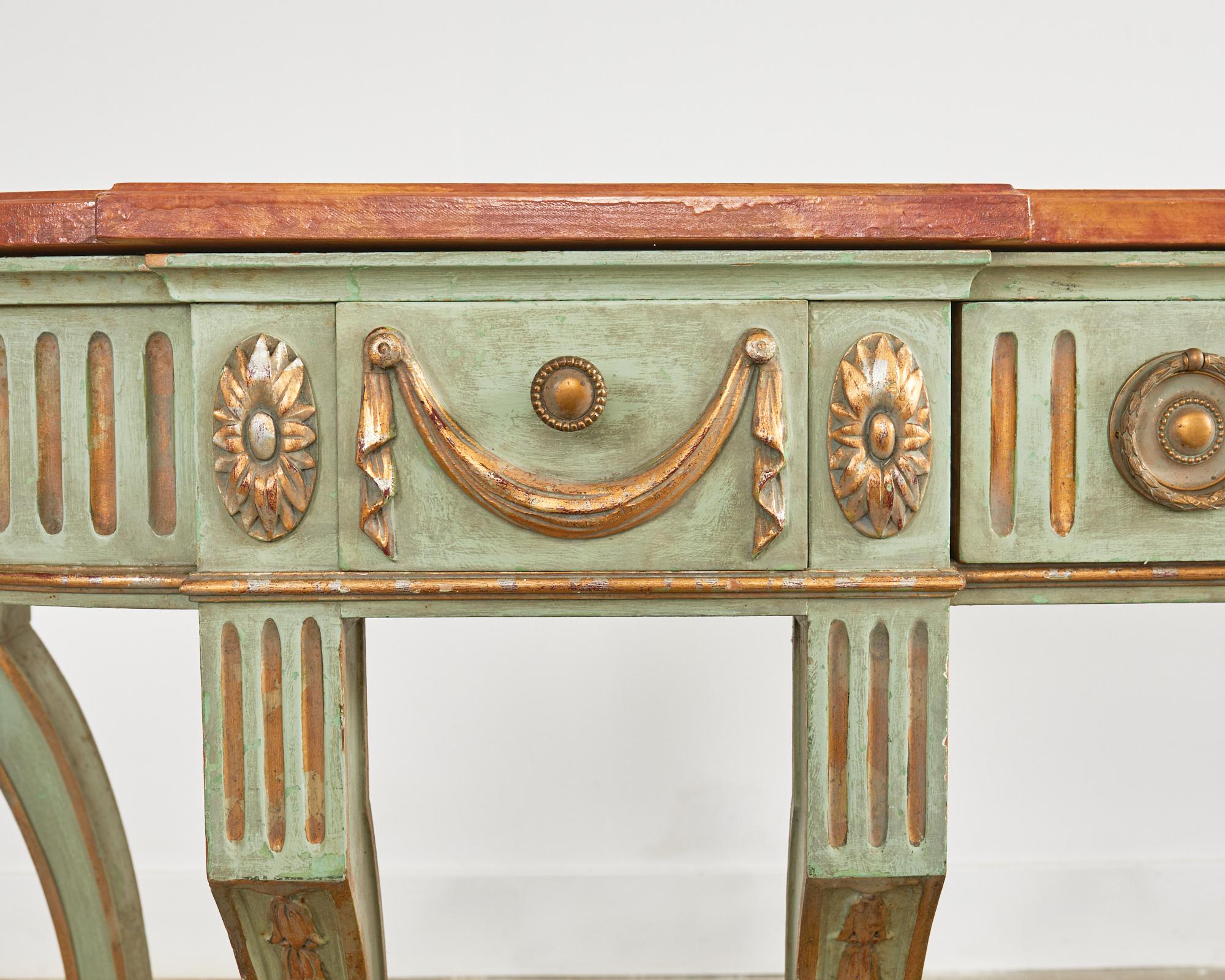 French Neoclassical Style Faux Marble Console by Ira Yeager For Sale 5