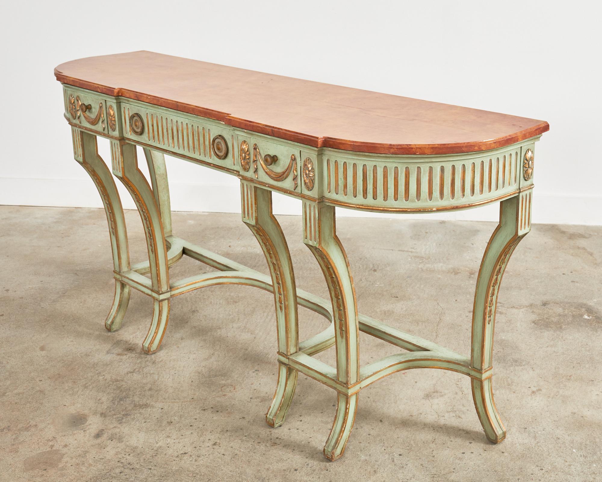 Painted French Neoclassical Style Faux Marble Console by Ira Yeager For Sale