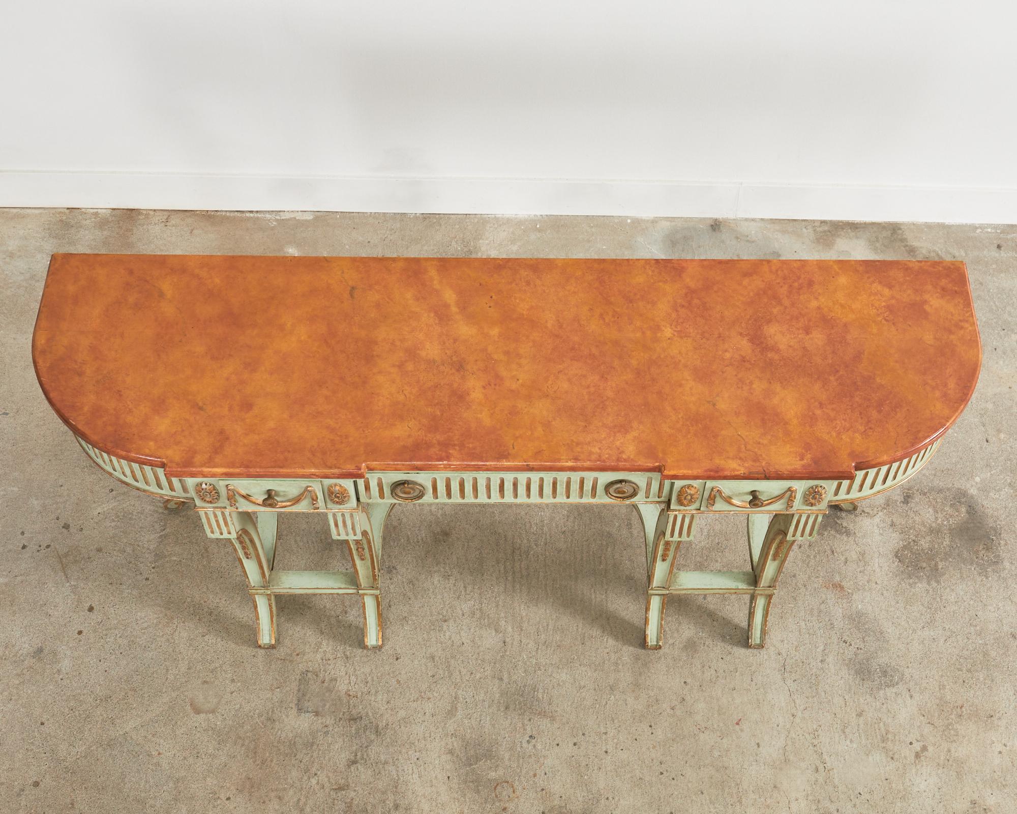 French Neoclassical Style Faux Marble Console by Ira Yeager In Good Condition For Sale In Rio Vista, CA
