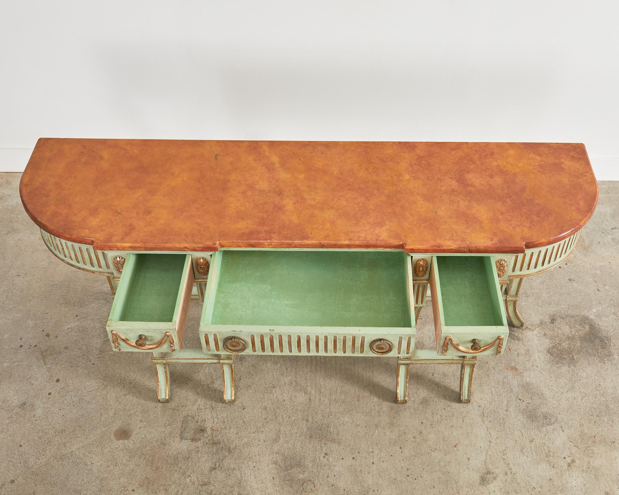 20th Century French Neoclassical Style Faux Marble Console by Ira Yeager For Sale