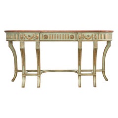 French Neoclassical Style Faux Marble Console by Ira Yeager