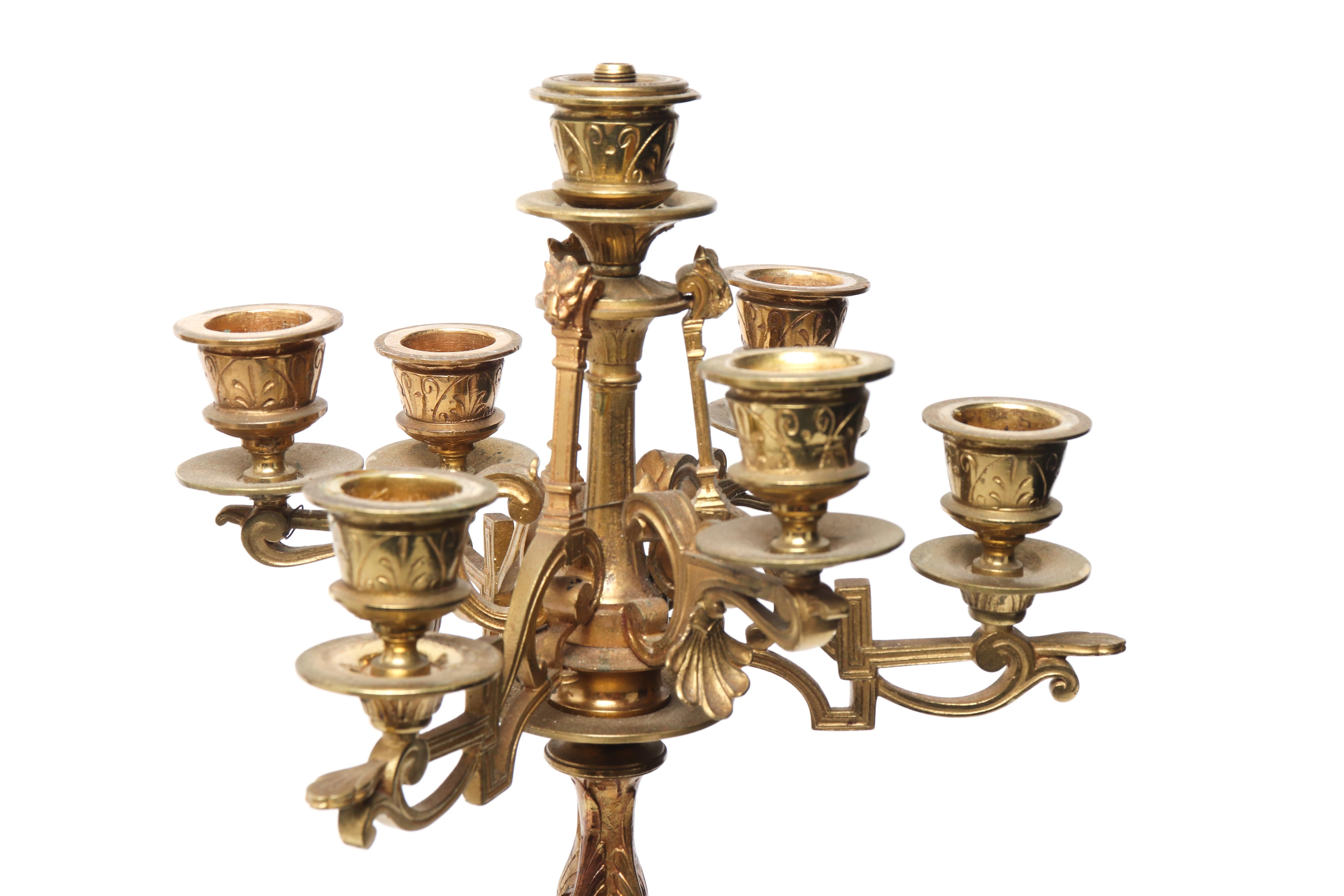 20th Century French Neoclassical Style Figural Ormolu Candelabras after Mathurin Moreau