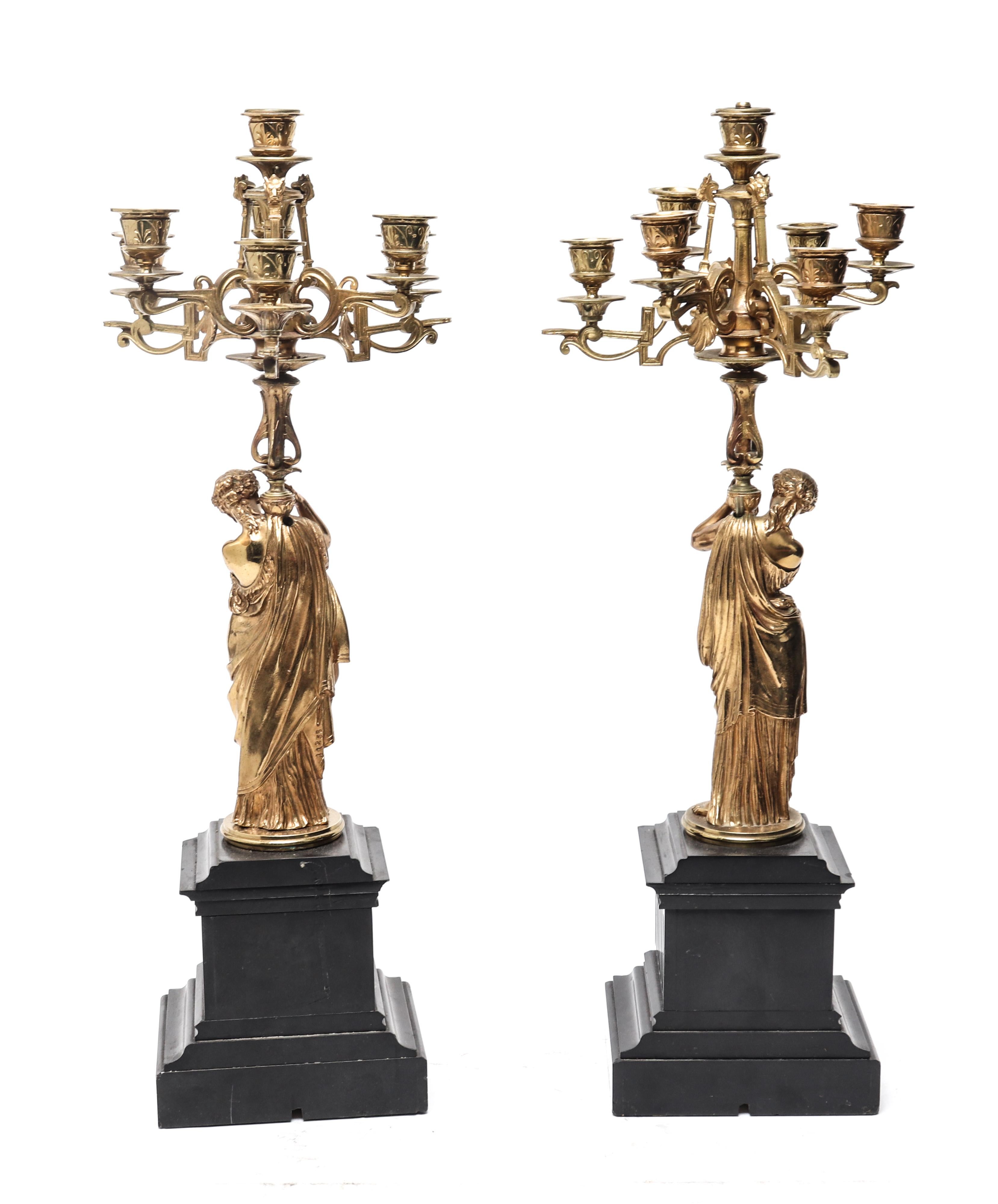 French Neoclassical Style Figural Ormolu Candelabras after Mathurin Moreau 2