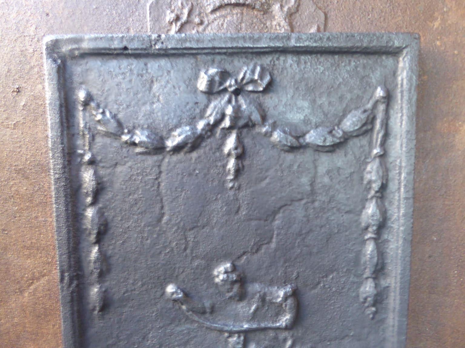 Iron French Neoclassical Style Fireback / Backsplash, 20th Century For Sale