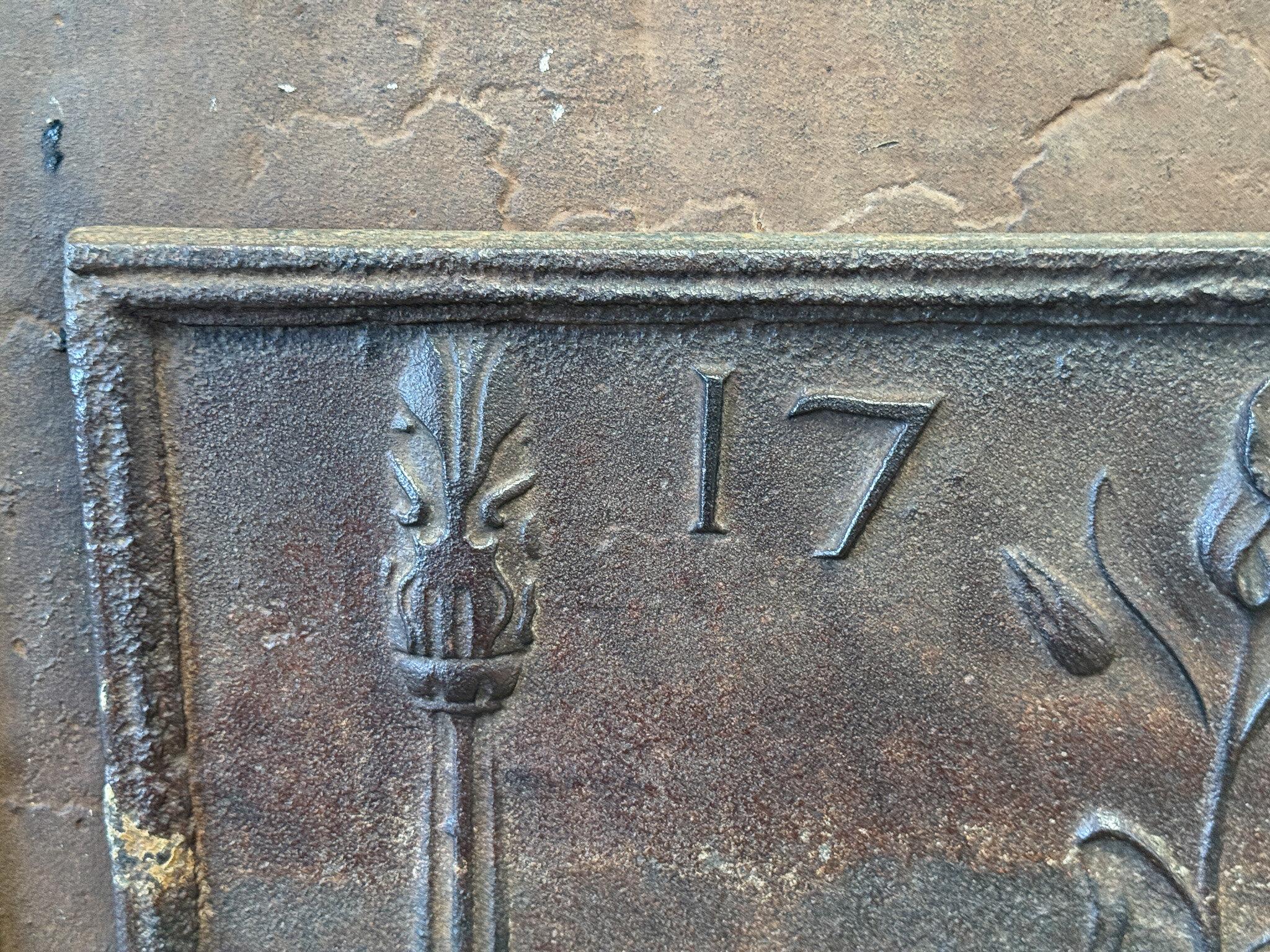 18th Century and Earlier French Neoclassical Style Fireback / Backsplash, Dated 1798 For Sale