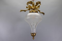 French Neoclassical Style Frosted Cut Glass and Bronze Ceiling Light, ca. 1910