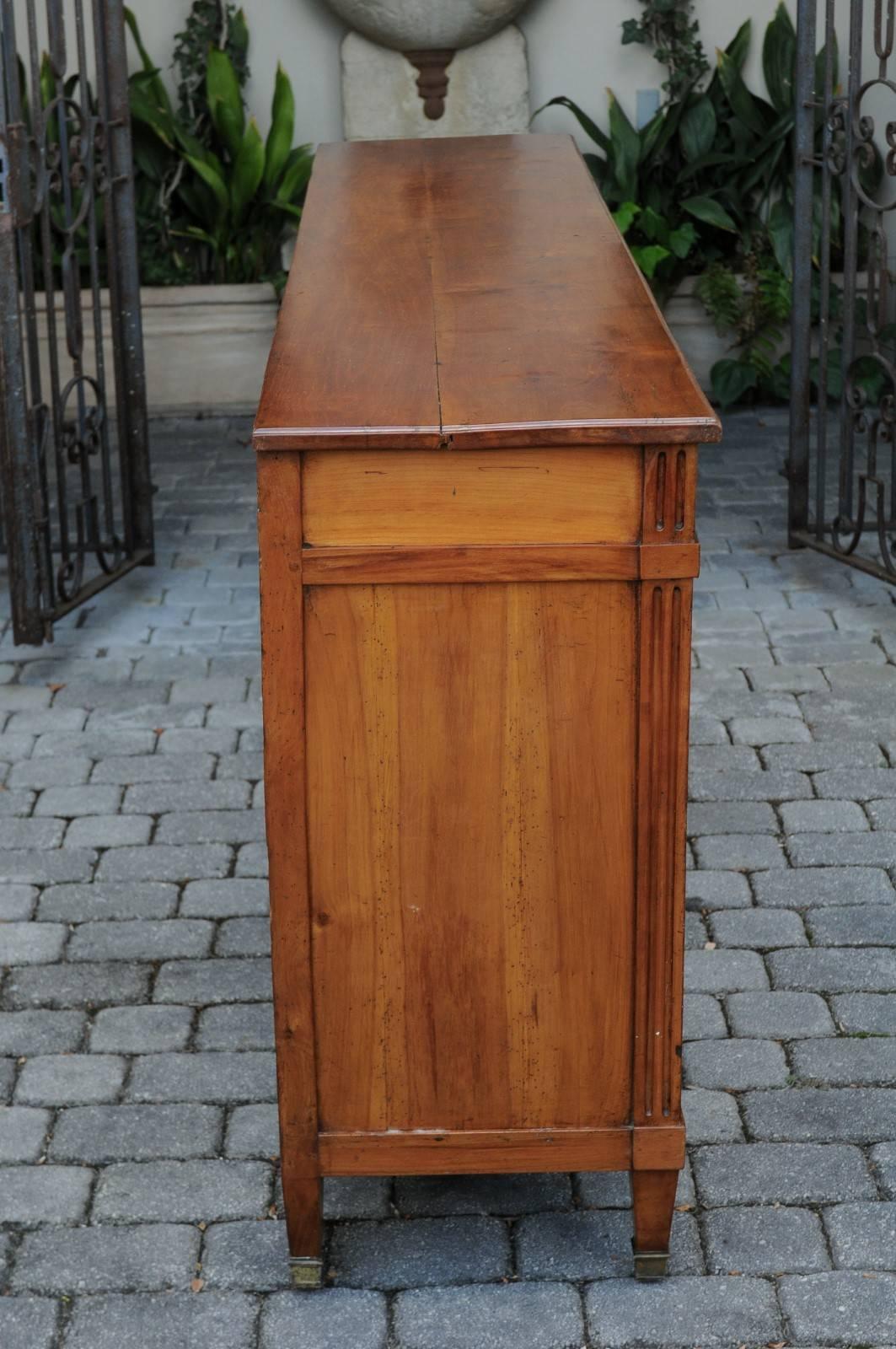 French Neoclassical Style Fruitwood 1870s Enfilade with Four Drawers and Doors 7
