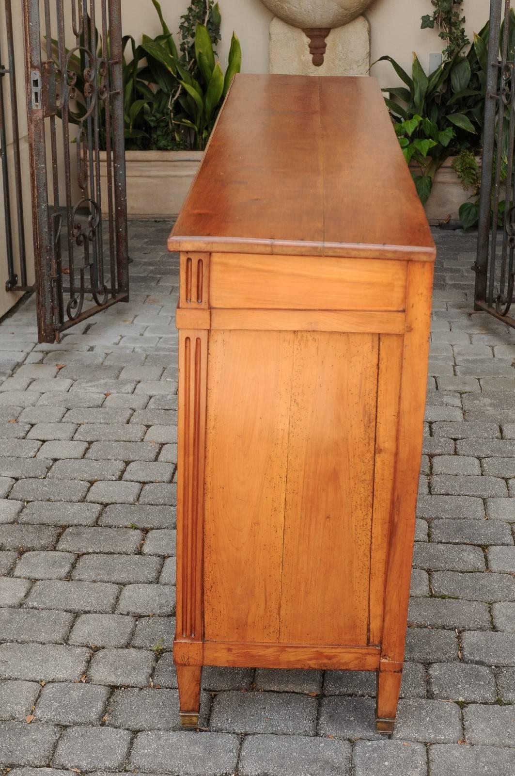 French Neoclassical Style Fruitwood 1870s Enfilade with Four Drawers and Doors 9