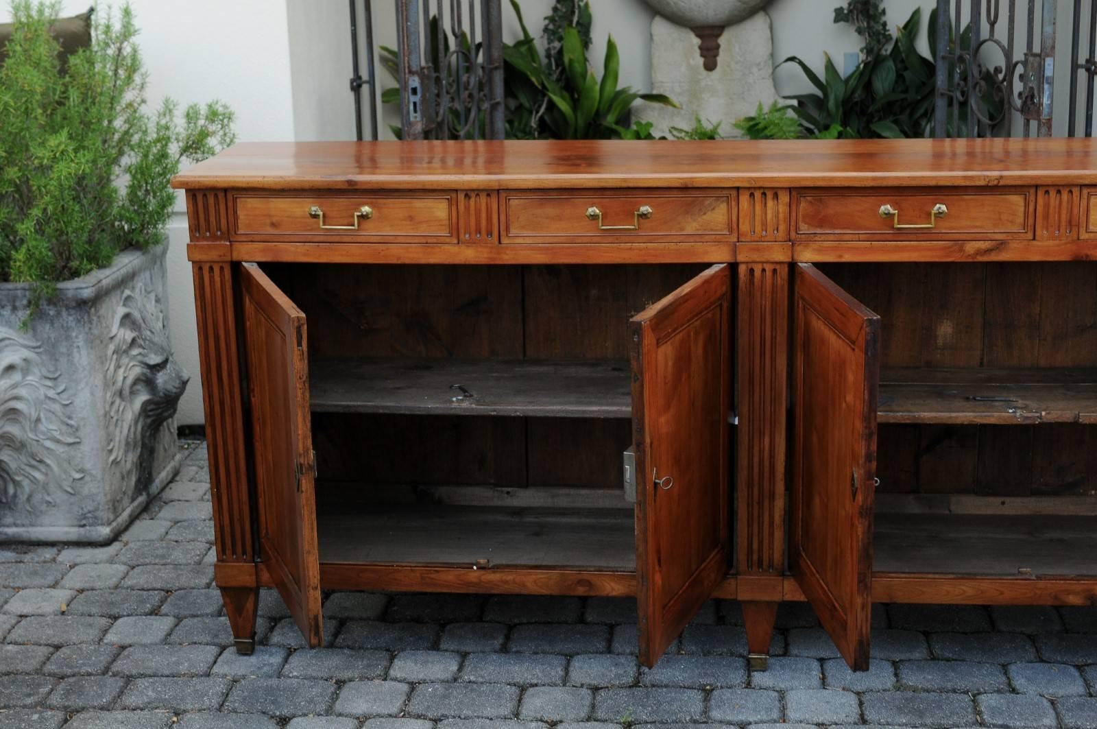 French Neoclassical Style Fruitwood 1870s Enfilade with Four Drawers and Doors 3