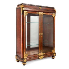 French Neoclassical Style Gilt Bronze Mounted Ebonized Wood Display Cabinet