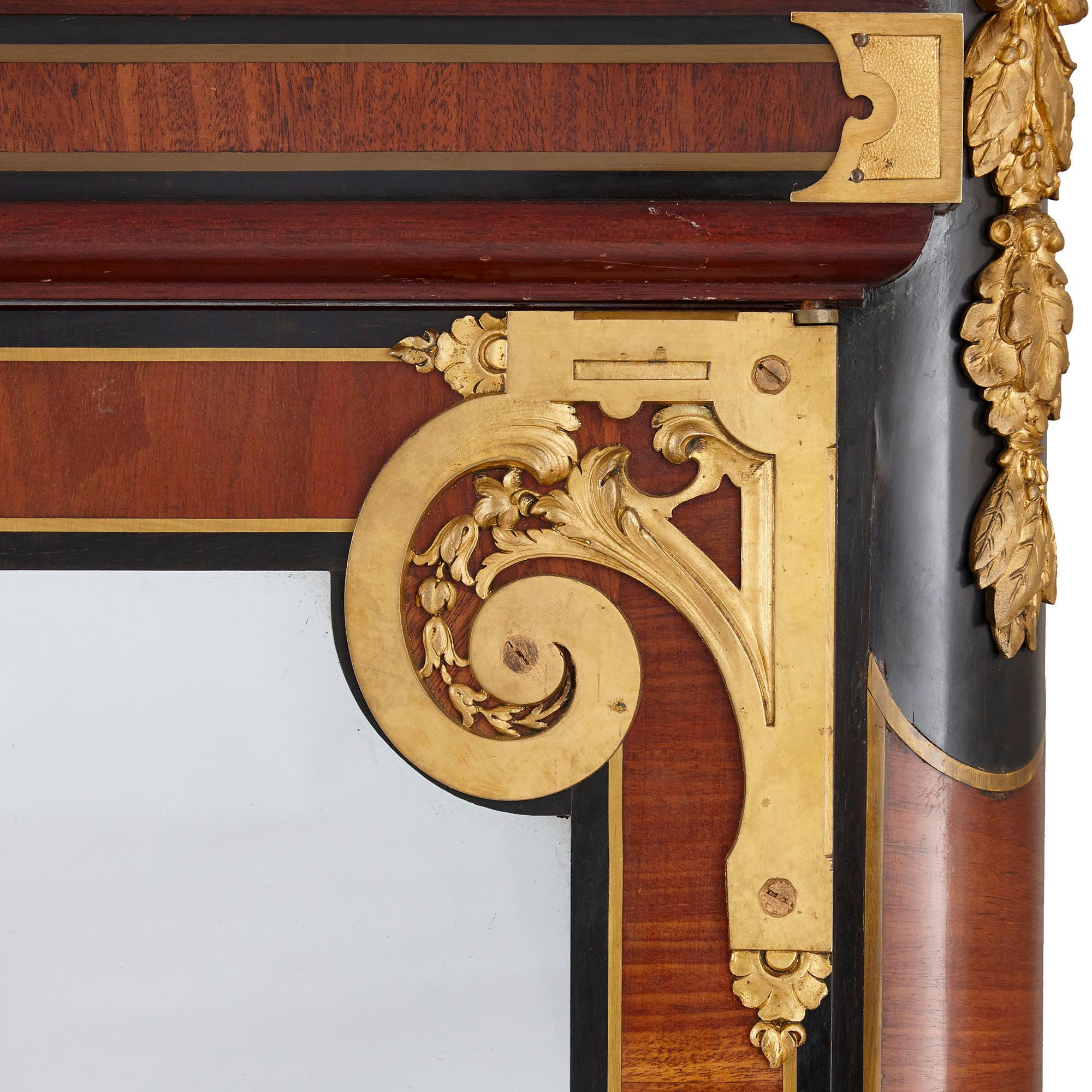 Glass French Neoclassical Style Gilt Bronze Mounted Ebonized Wood Display Cabinet For Sale