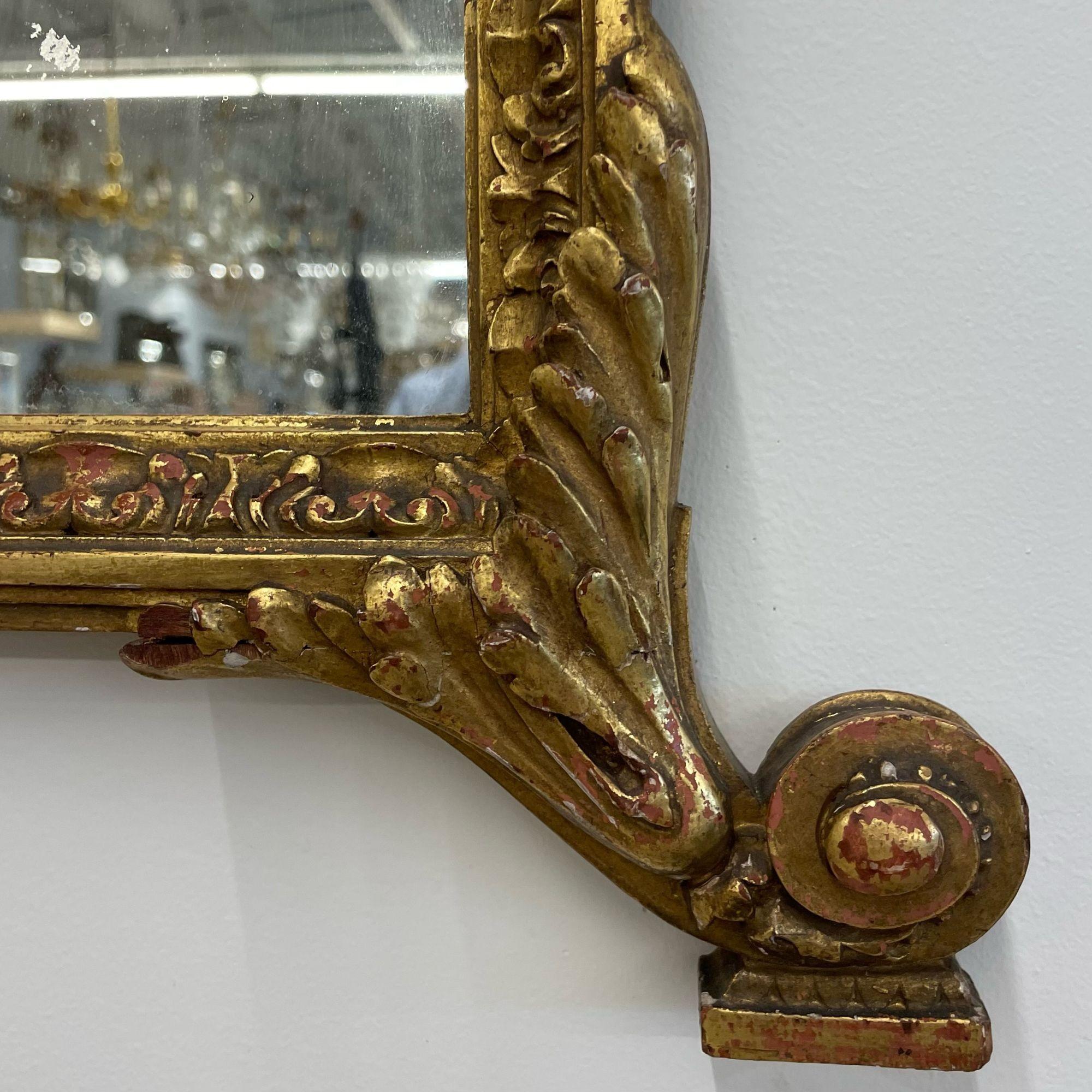 Französisch Neoklassischen Stil Giltwood Wand / Konsolenspiegel mit ovalen Kunstwerk im Angebot 5