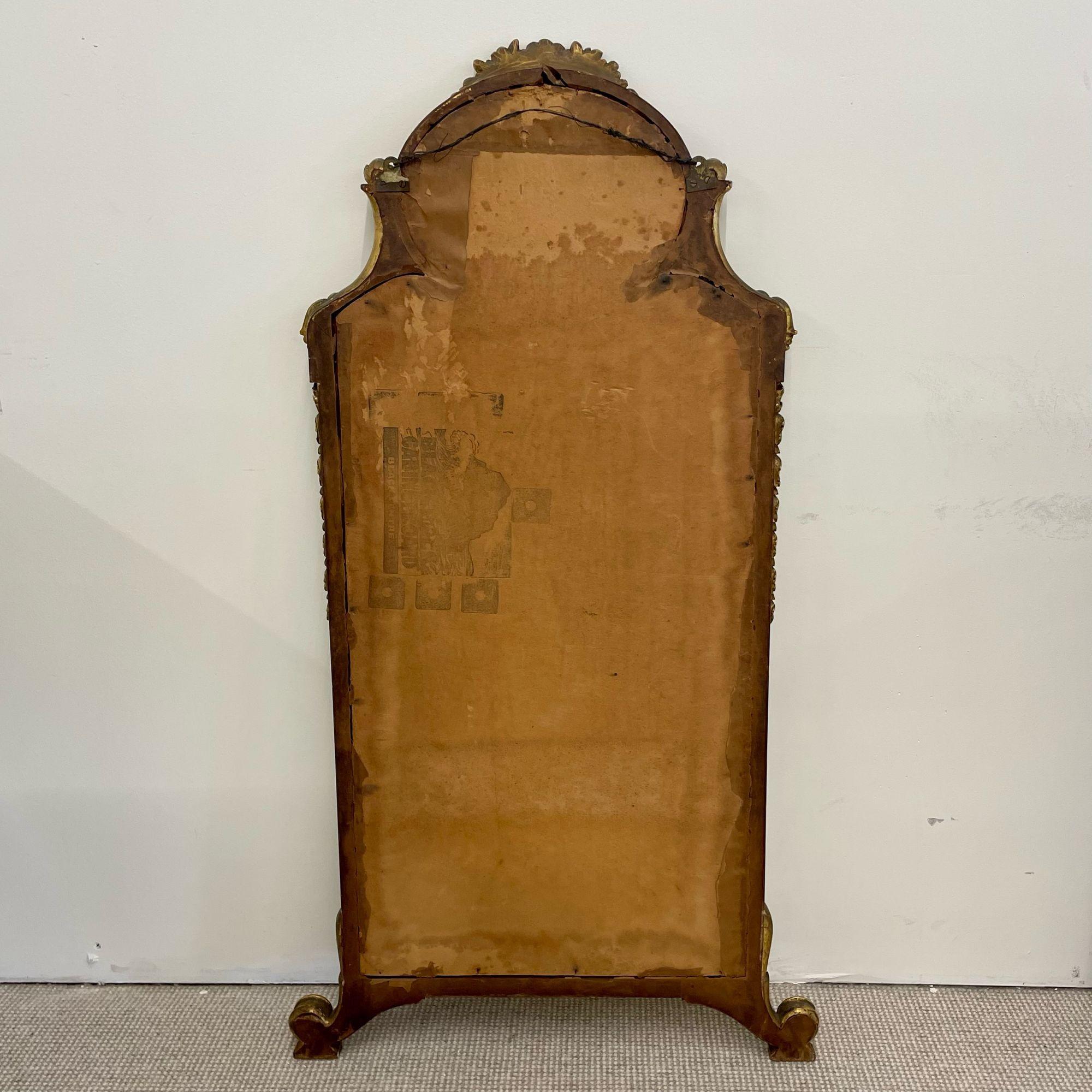 Miroir mural/console en bois doré de style néoclassique français avec œuvre d'art ovale en vente 4