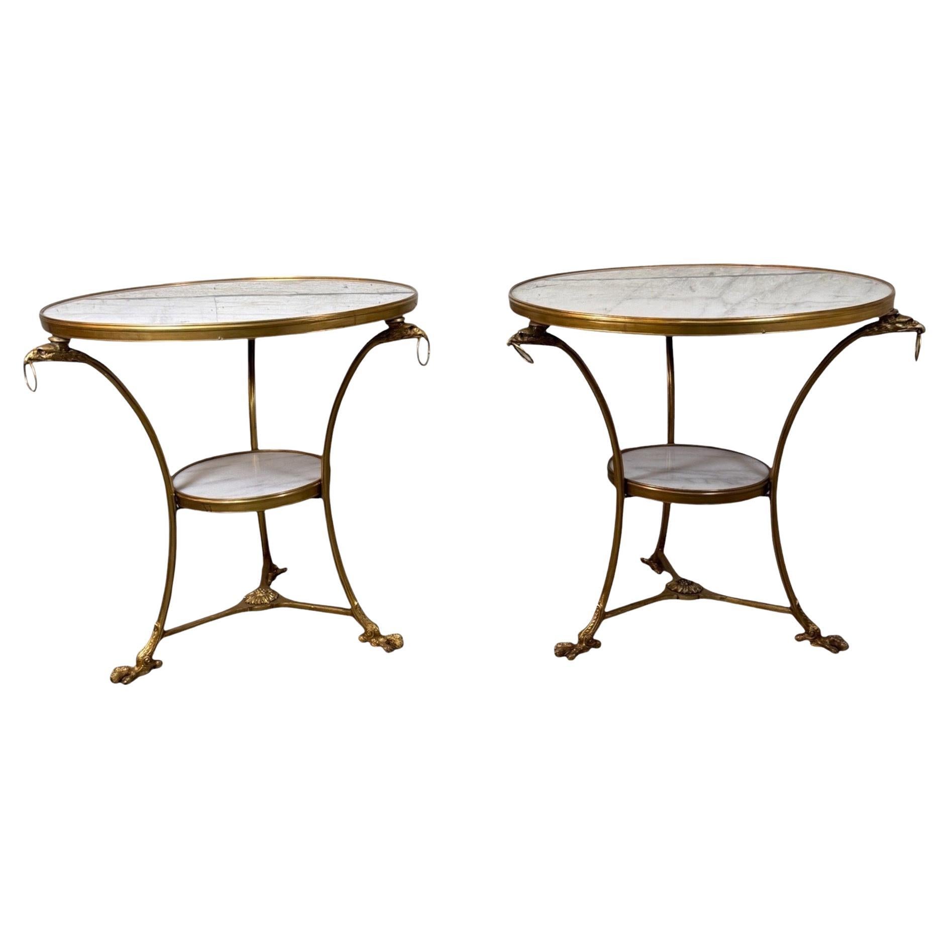French Neoclassical-style gueridons crafted in the Louis XVI taste, circa 1970s