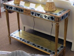 French Neoclassical Style/Hollywood Regency Églomisé Console Table and Mirror