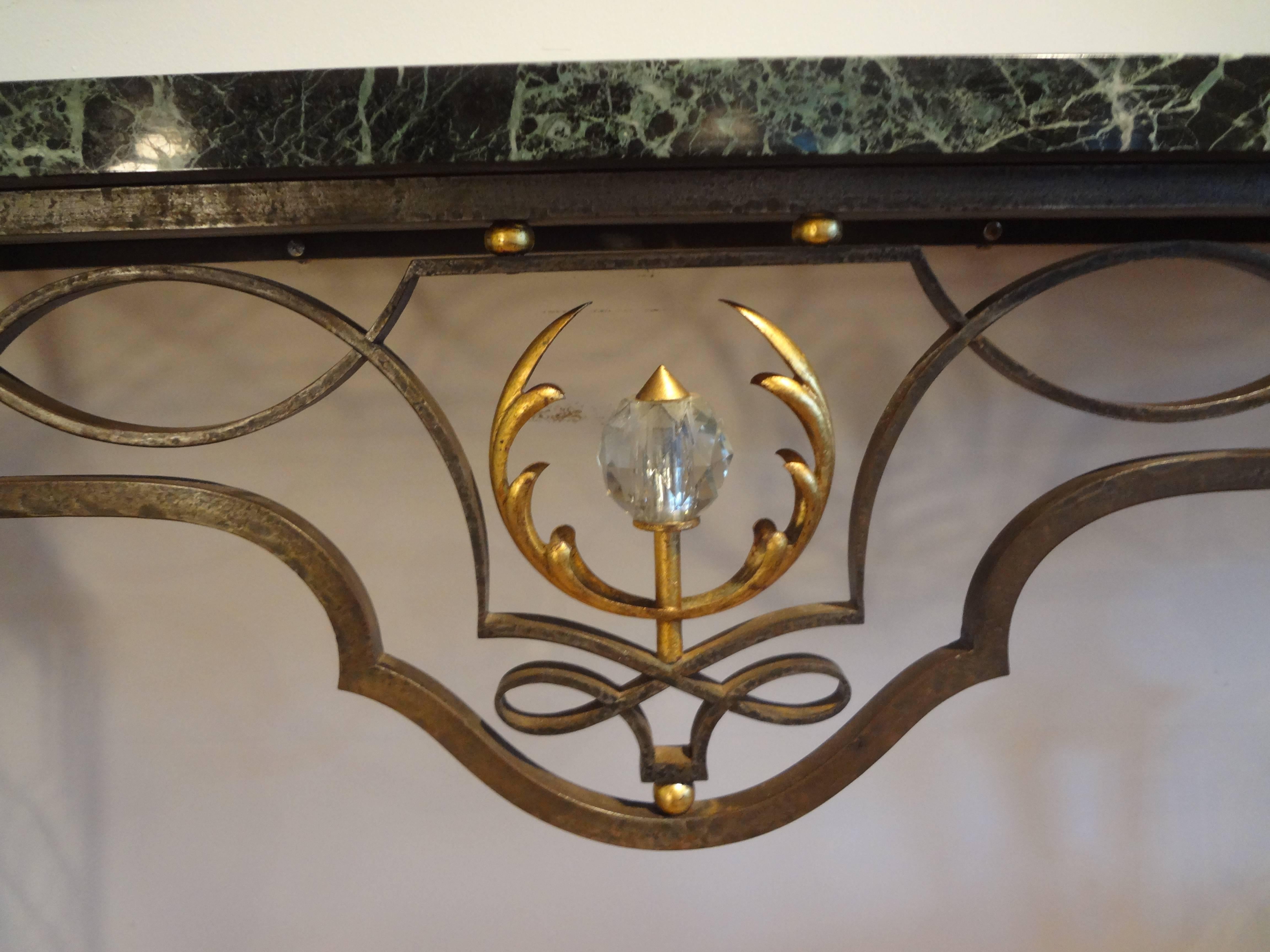 Mid-20th Century French Neoclassical Style Wrought Iron Console Table After Gilbert Poillerat For Sale