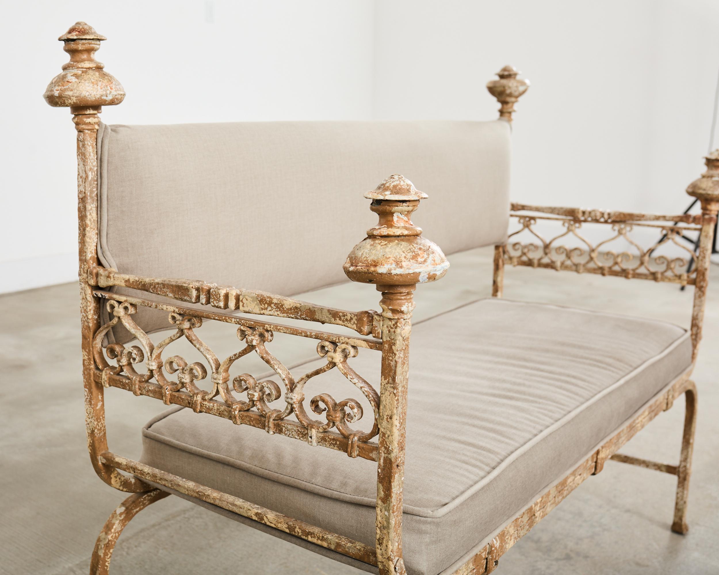 French Neoclassical Style Iron Curule Bench with Mace Finials For Sale 10