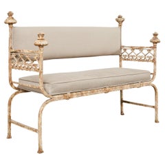 French Neoclassical Style Iron Curule Bench with Mace Finials