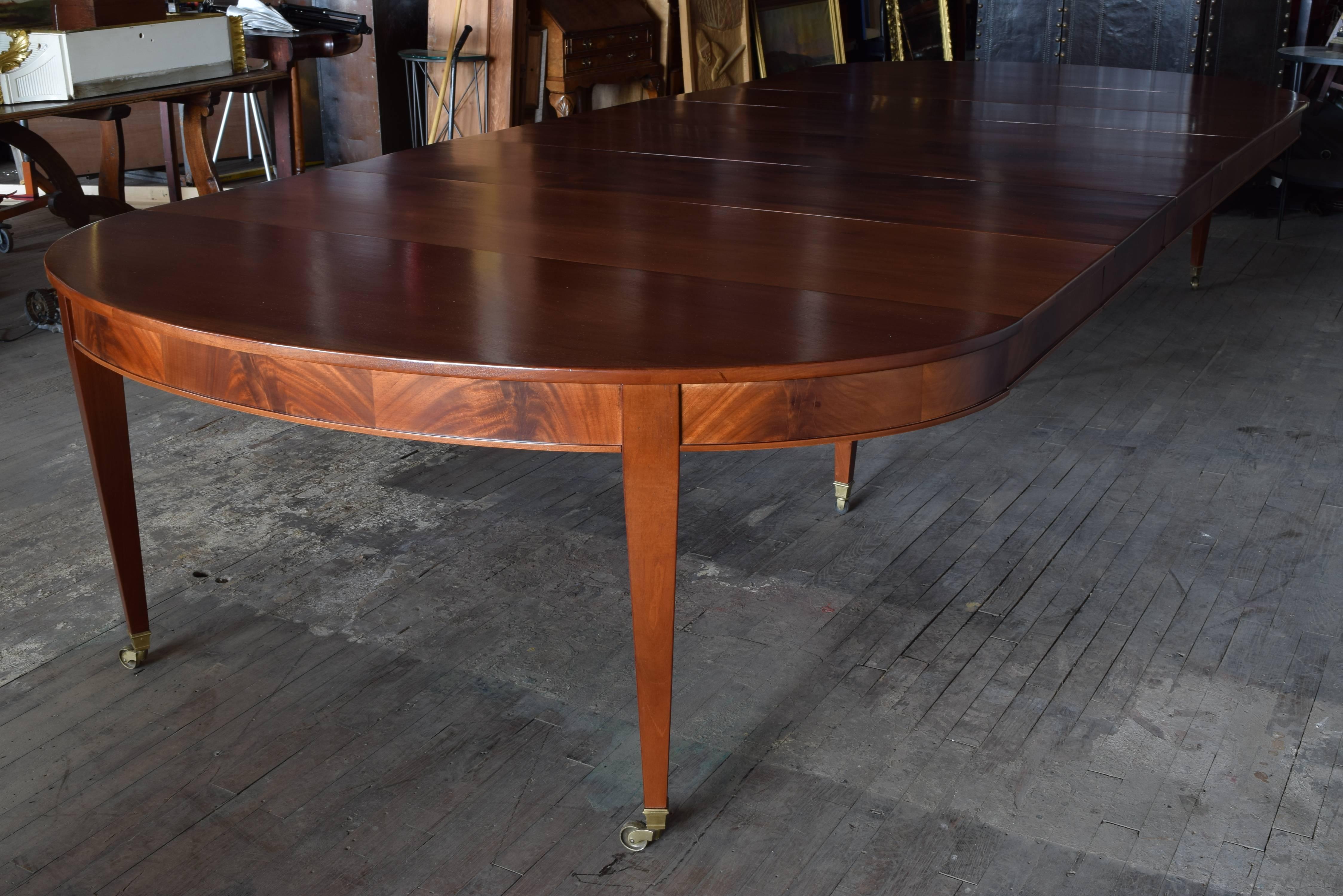 French Neoclassical Style Large Mahogany Dining Table, 20th Century 2