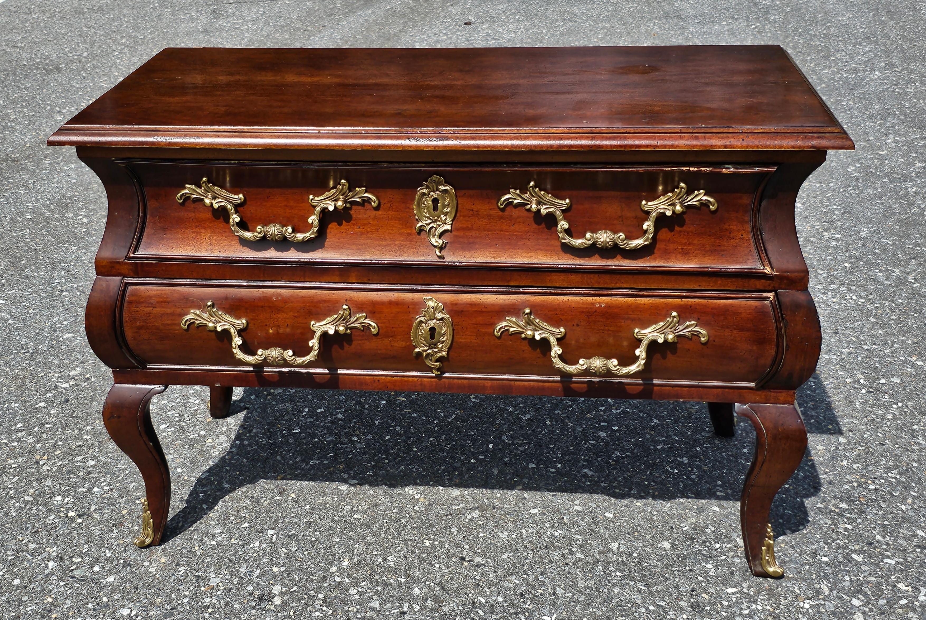Unknown French Neoclassical Style Mahogany Brass Mounted Low Chest / Commode For Sale